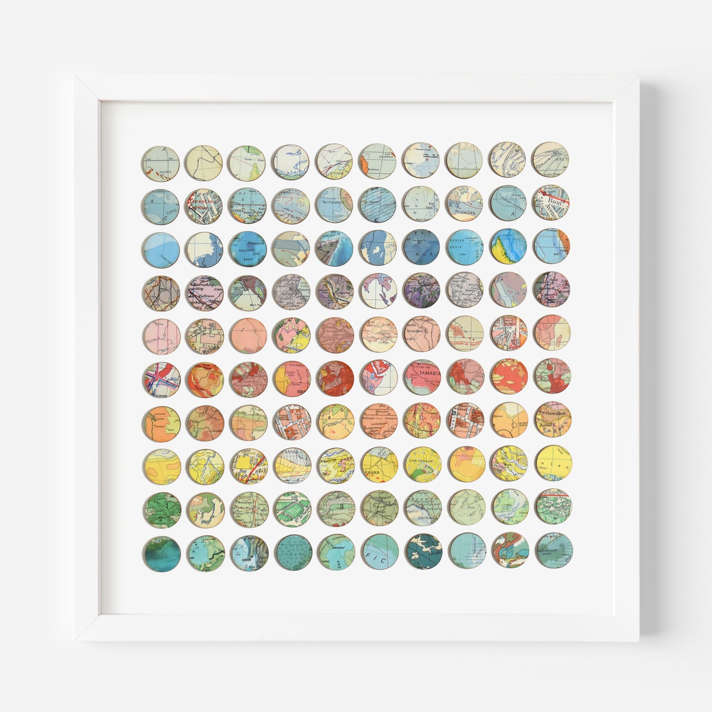 Custom Made One Hundred Rainbow Map Dots Collage