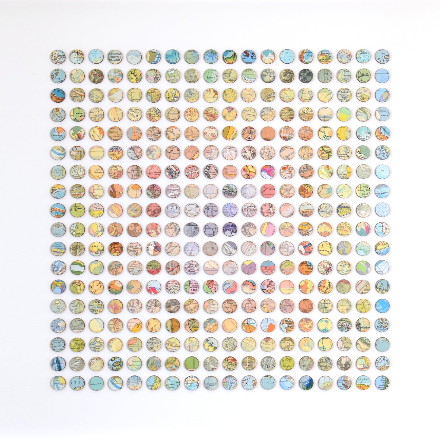 Three Hundred and Twenty Four Map Dots Rainbow Concentric Squares Collage #2