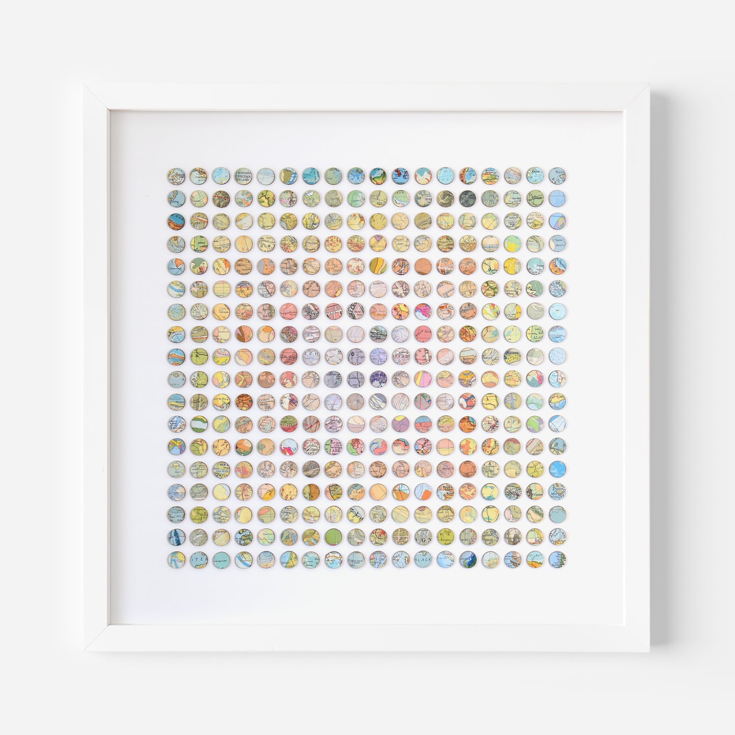 Three Hundred and Twenty Four Map Dots Rainbow Concentric Squares Collage #2