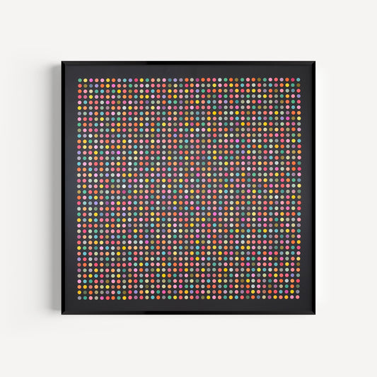 Painted Dot Collage on Black by Amelia Coward