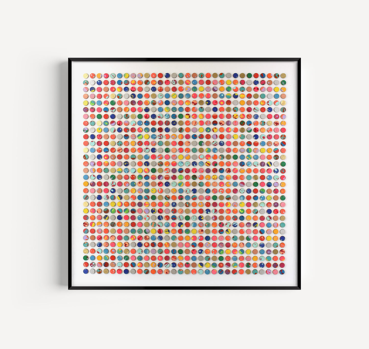 Nine Hundred Splash Dots Painting With Gold Leaf