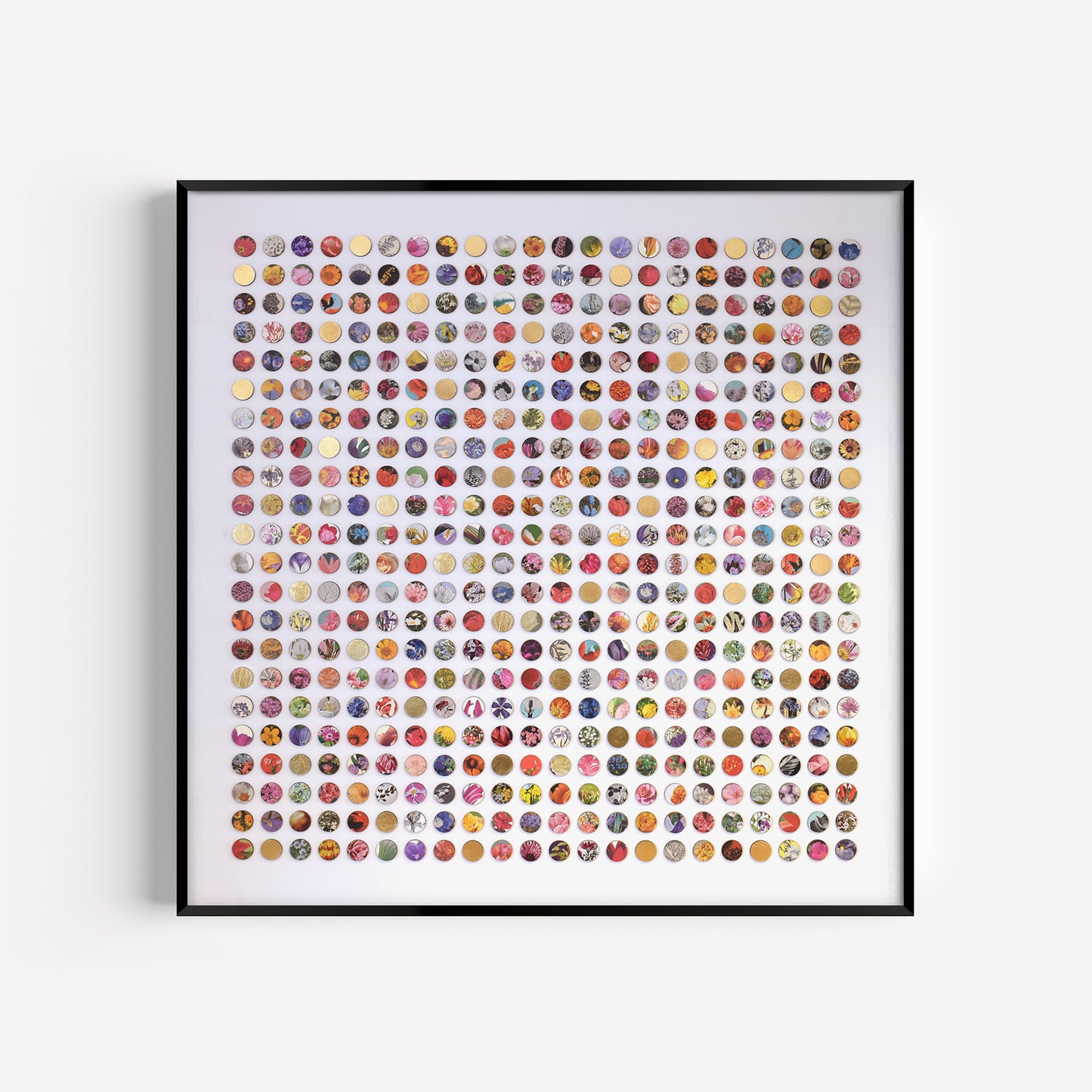 Four Hundred and Eighty Four Floral Dots Collage with Gold Leaf