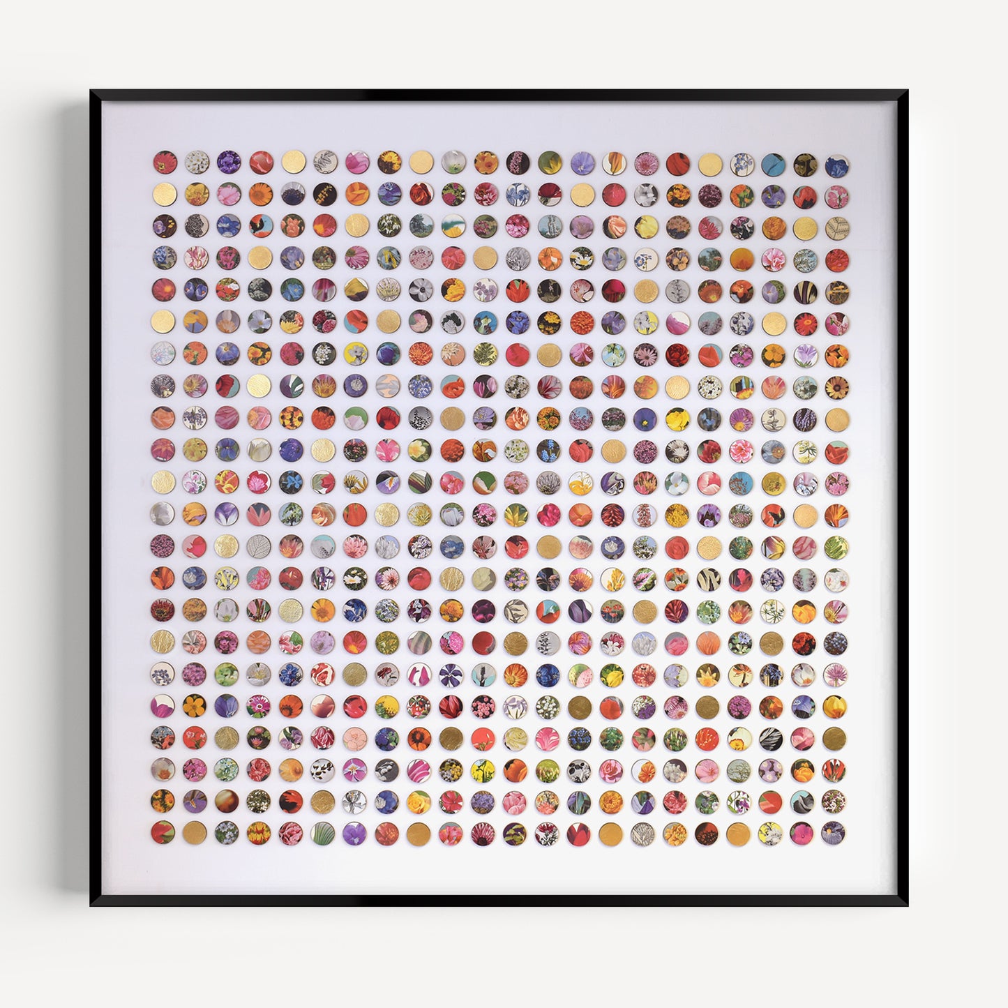 Four Hundred and Eighty Four Floral Dots Collage with Gold Leaf