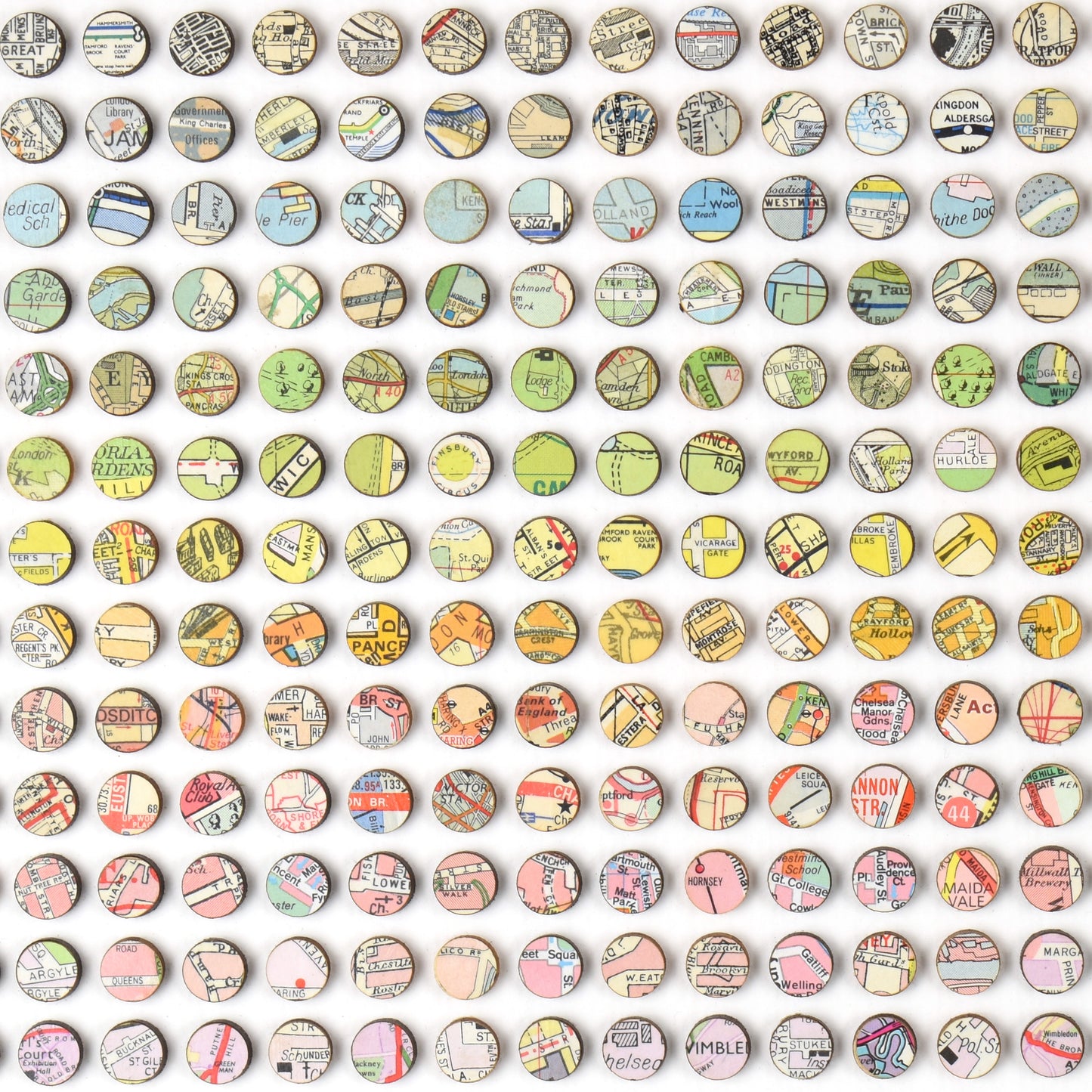 Three Hundred and Twenty Two London Map Dots Rainbow Collage