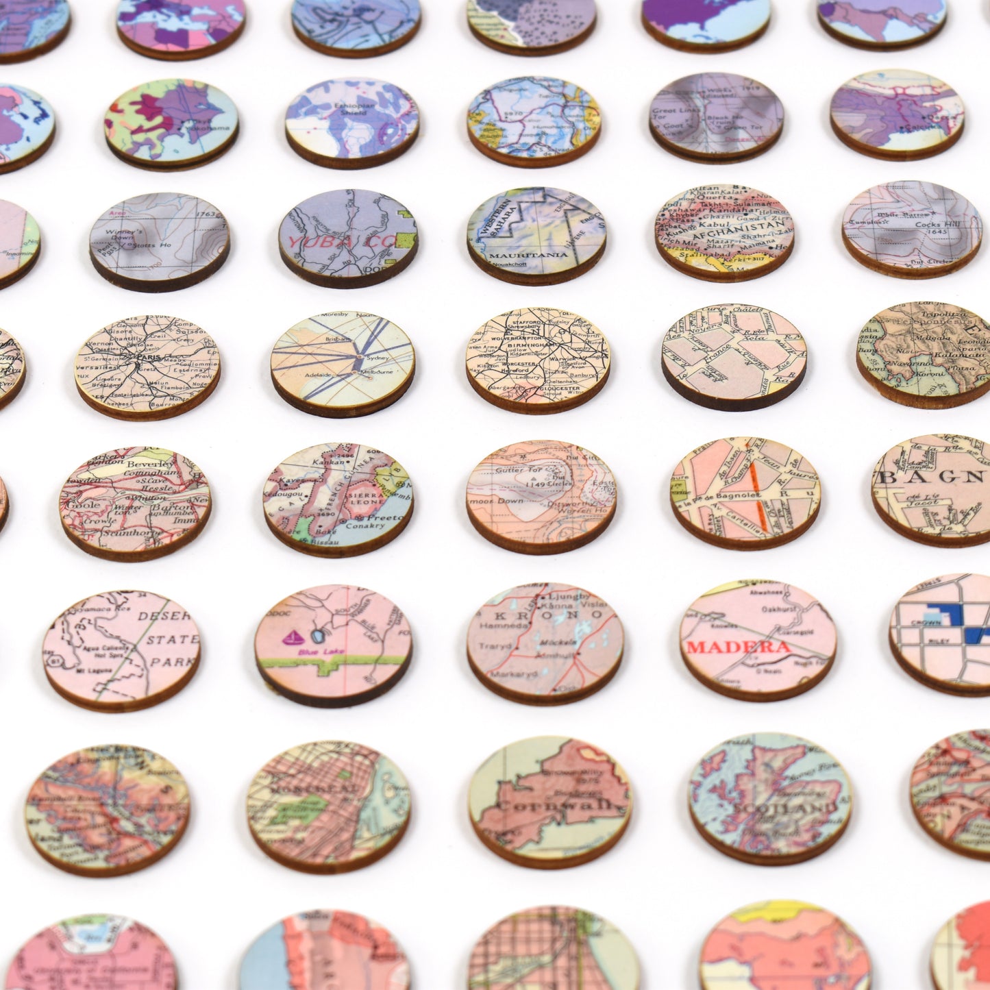 One Hundred Purple to Pink Map Dots Collage