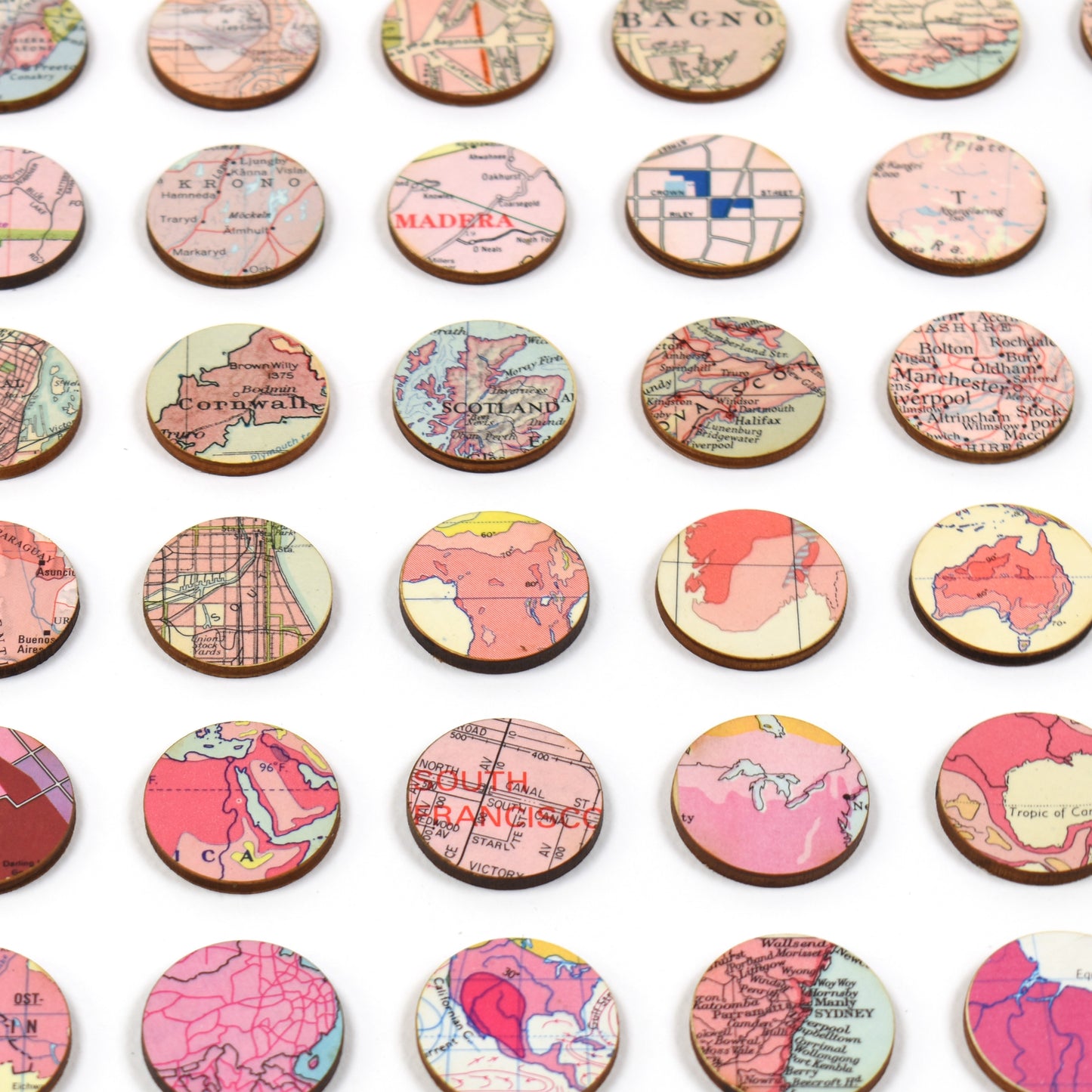 One Hundred Purple to Pink Map Dots Collage