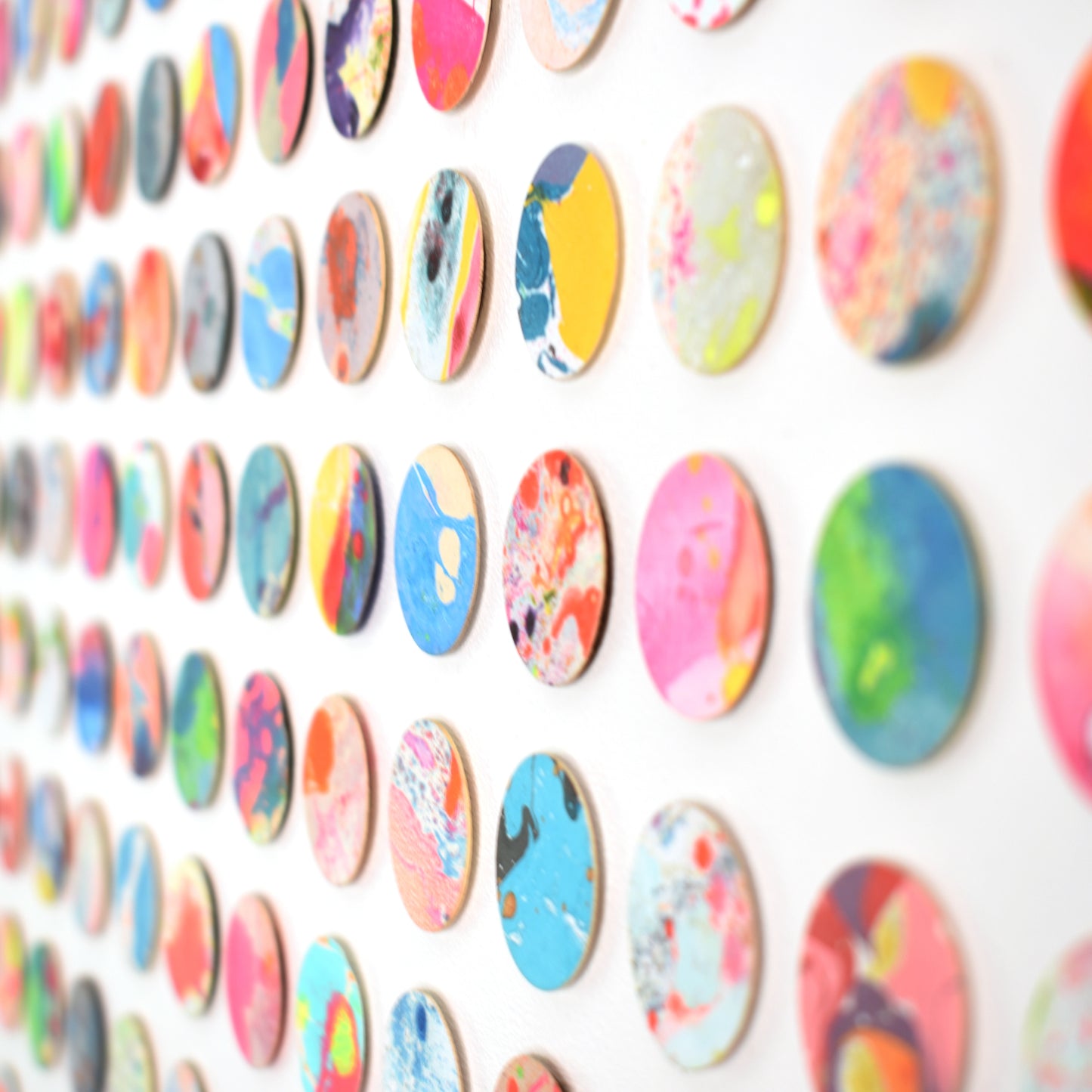 Three Hundred and Twenty Four Marbled Dots Collage Painting