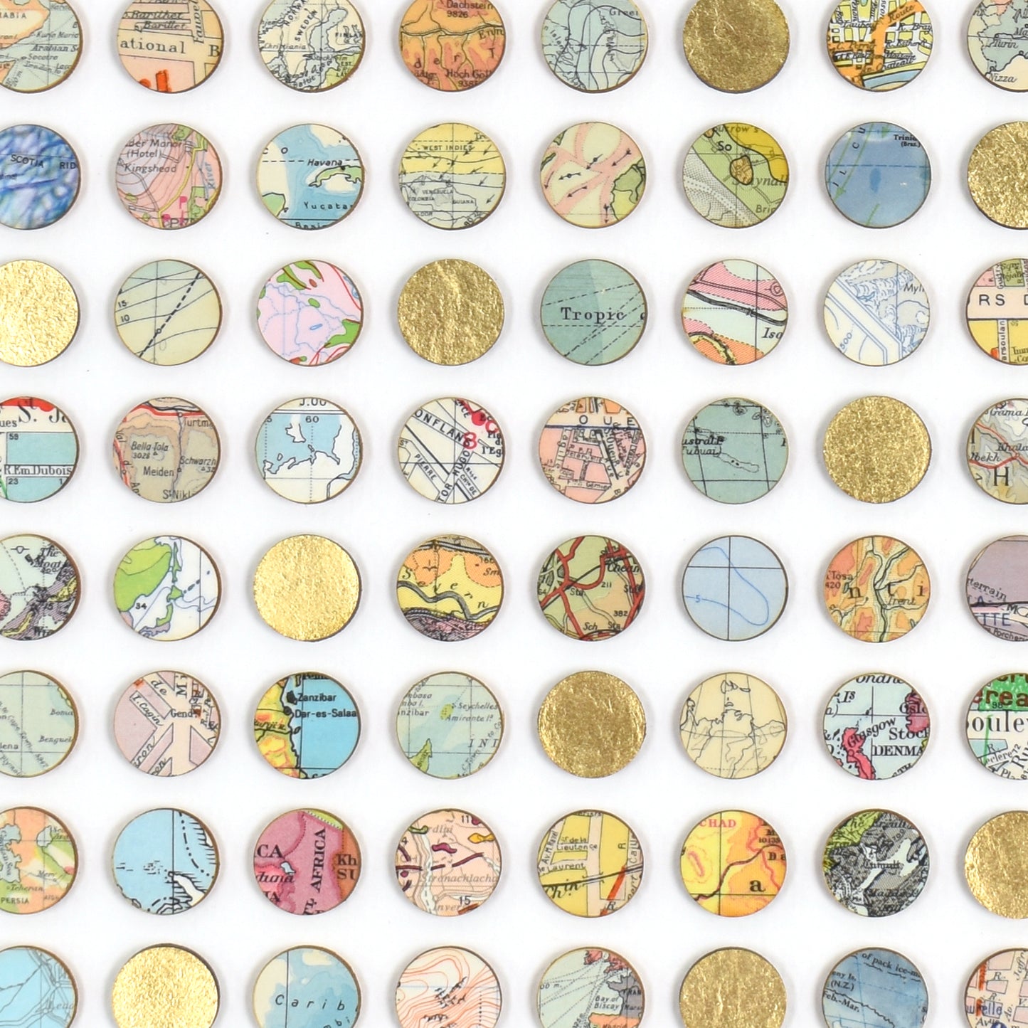 One Hundred and Twenty Six World Map Dots Collage with Gold