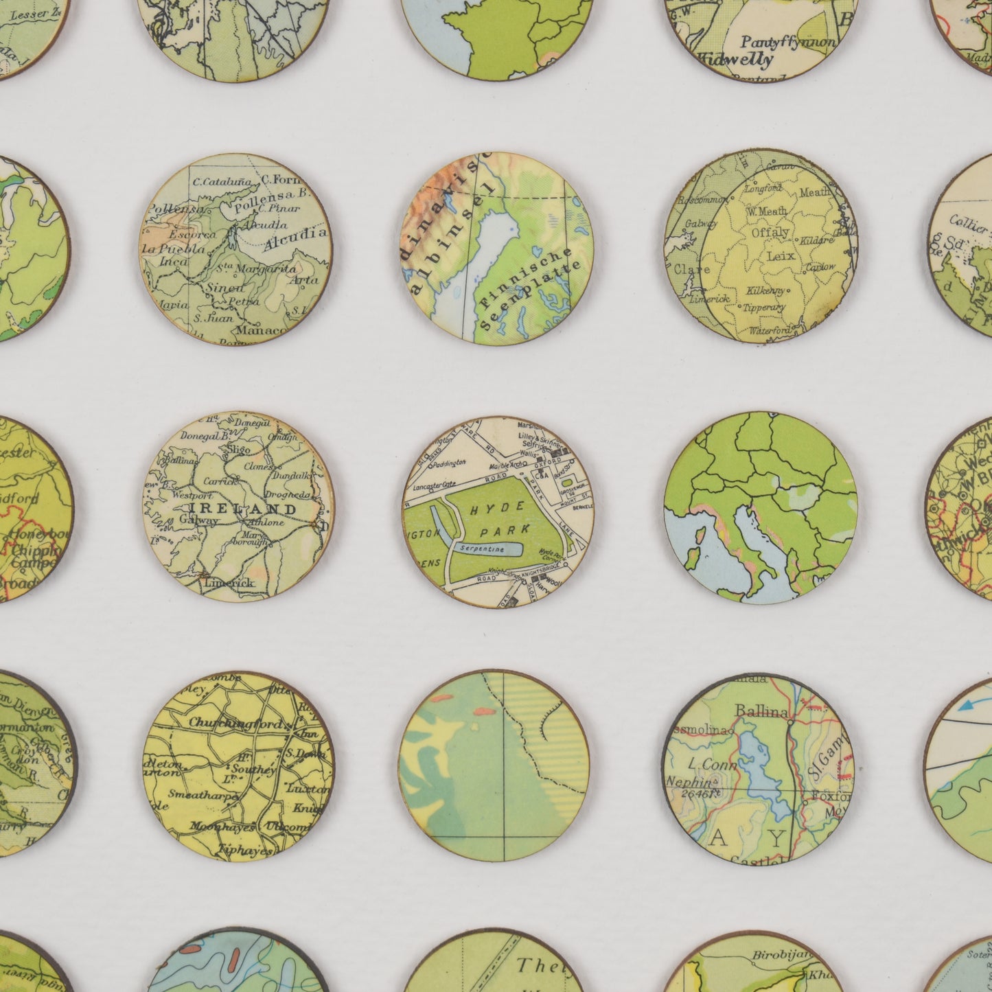 One Hundred Green Map Dots Collage