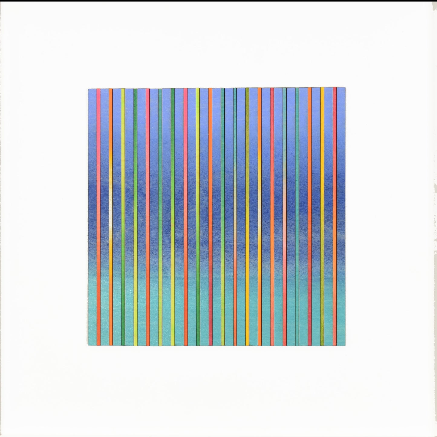 Narrow Stripe Colour Study Painting Aqua and Blue