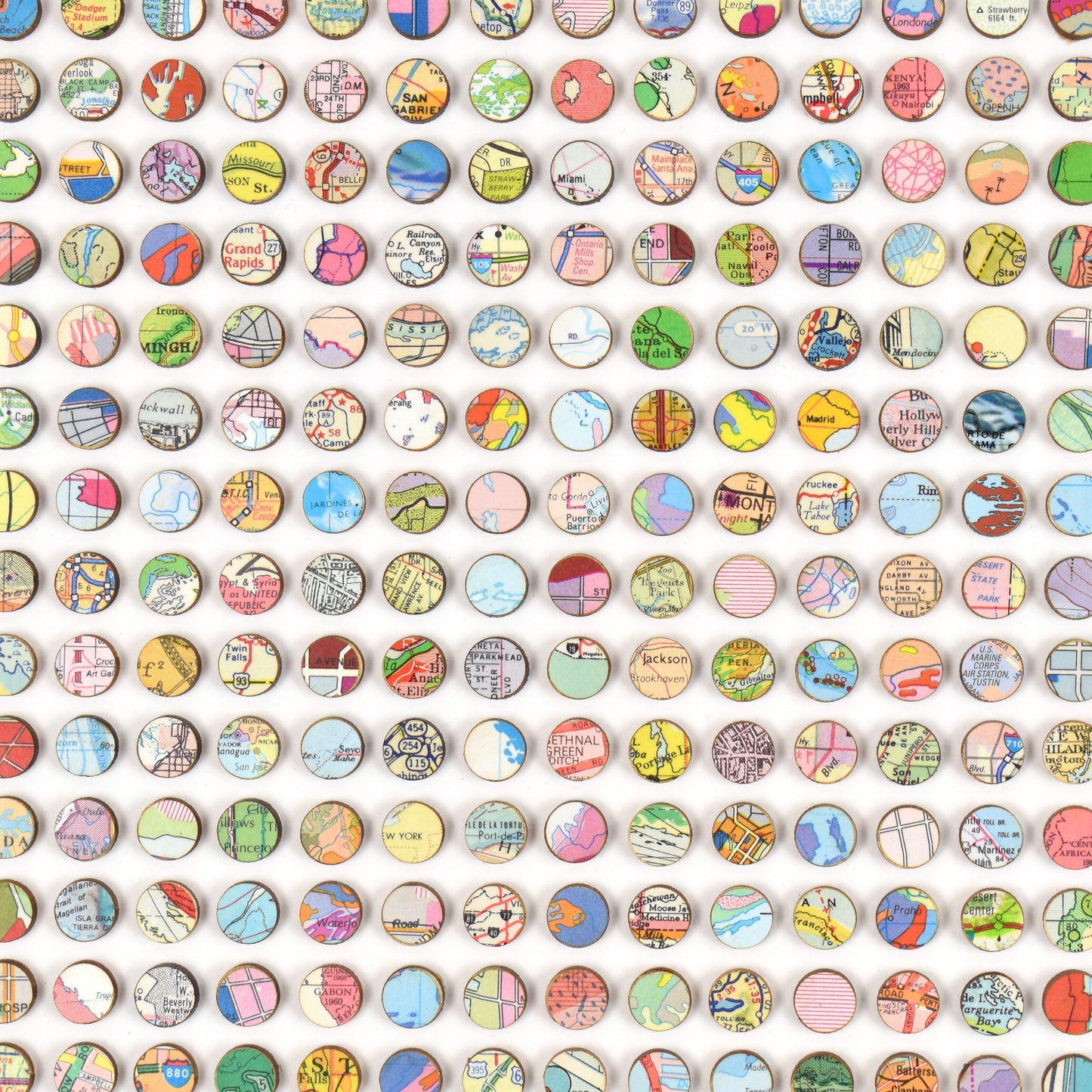 Three Hundred and Twenty Two World Map Dots Collage, Bright