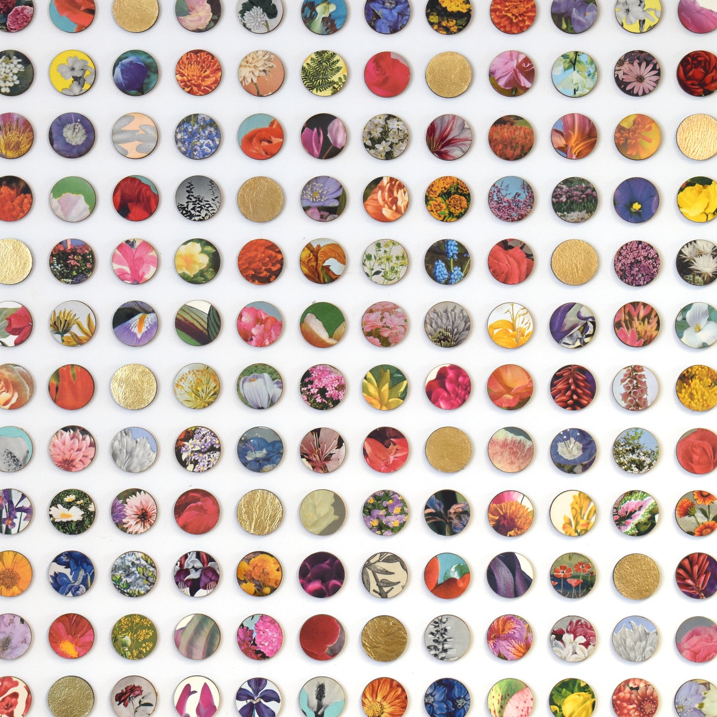 Four Hundred and Eighty Four Floral Dots Collage with Gold Leaf