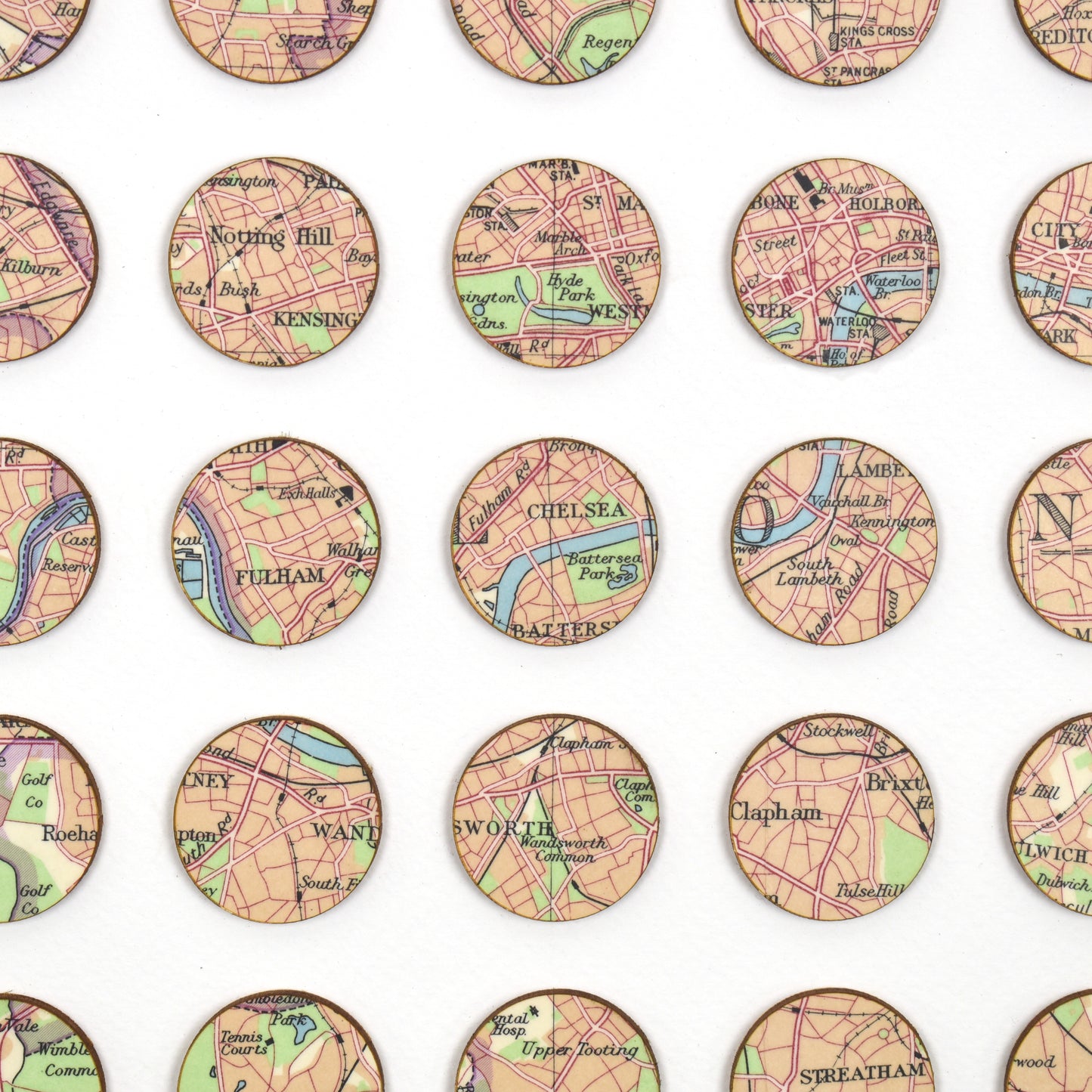 Eighty One Pink London Map Dots Collage