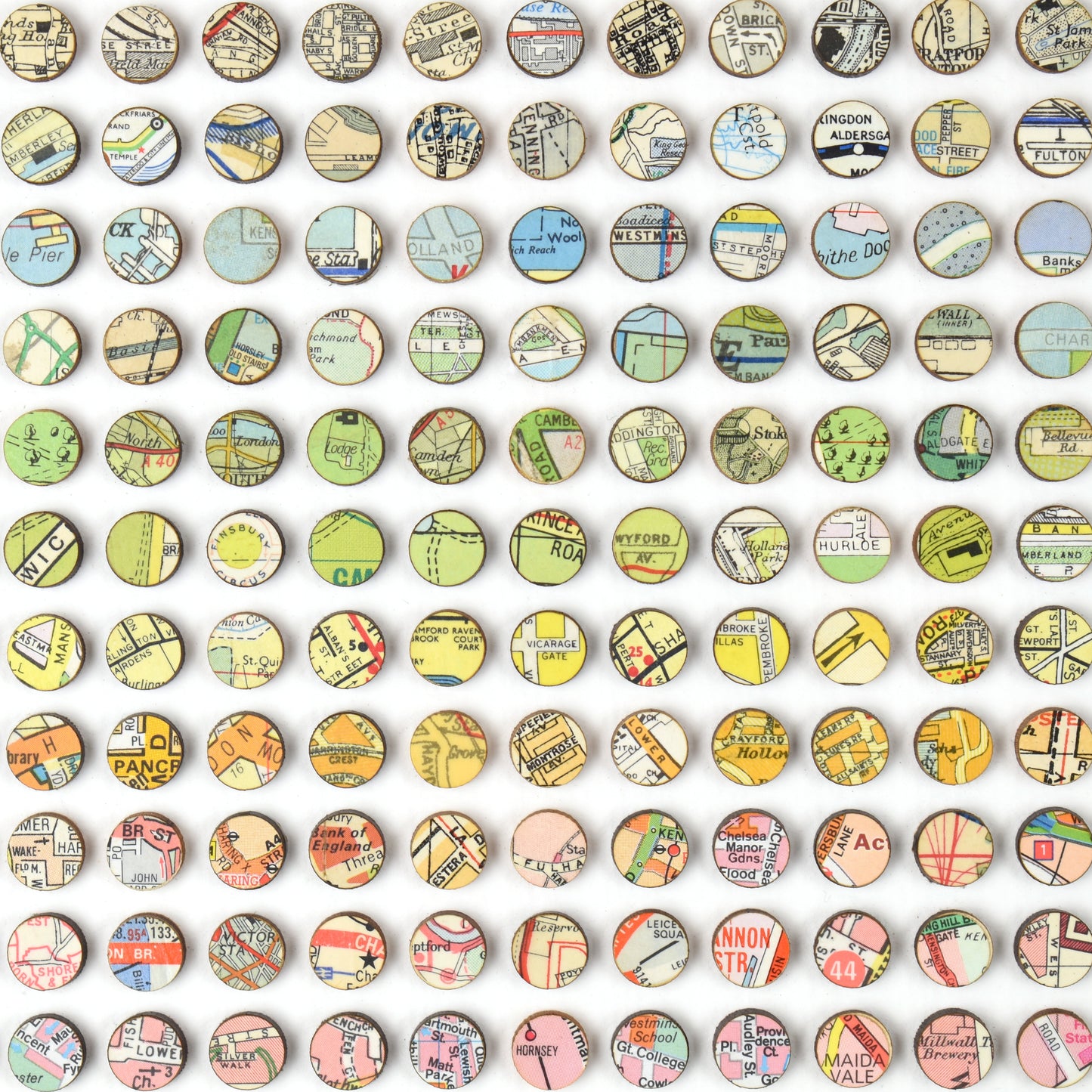 Three Hundred and Twenty Two London Map Dots Rainbow Collage