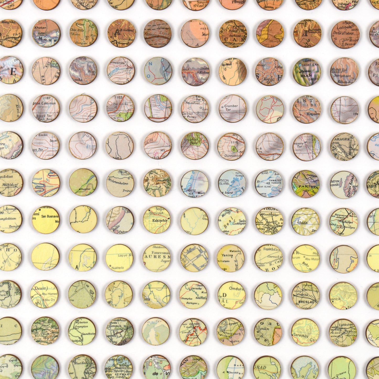 Three Hundred and Twenty Four Green to Orange Map Dots Collage