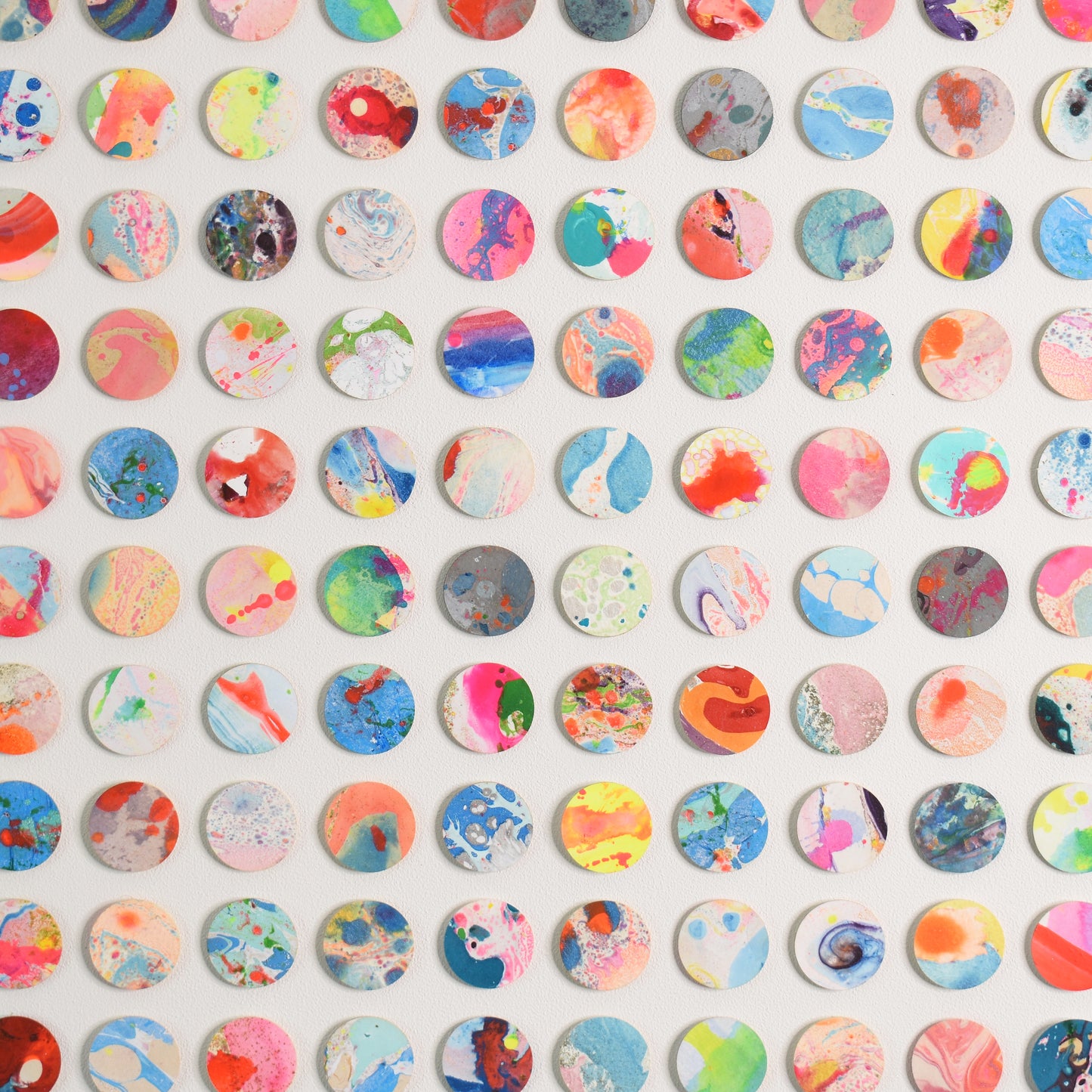 Three Hundred and Twenty Four Marbled Dots Collage Painting