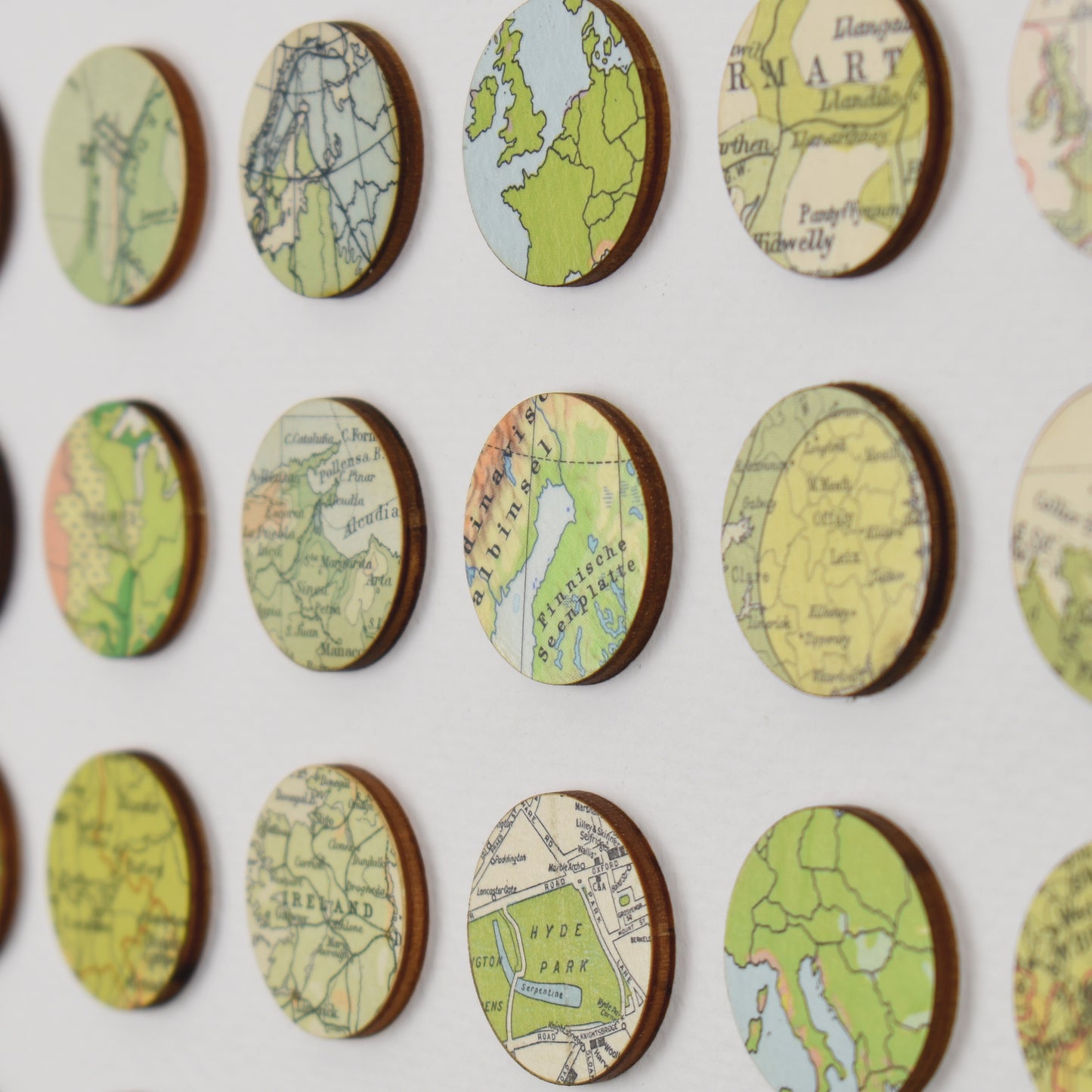One Hundred Green Map Dots Collage