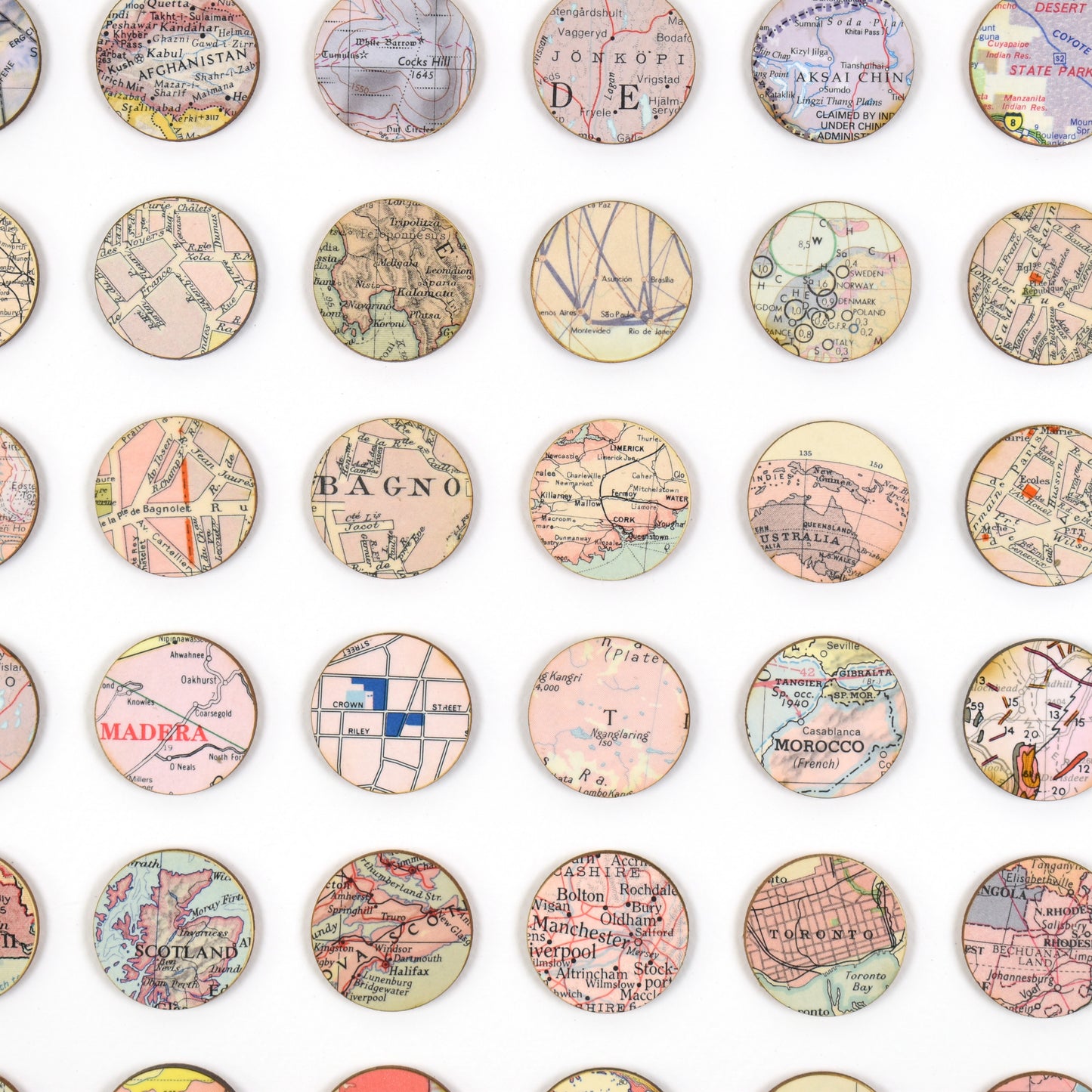 One Hundred Purple to Pink Map Dots Collage