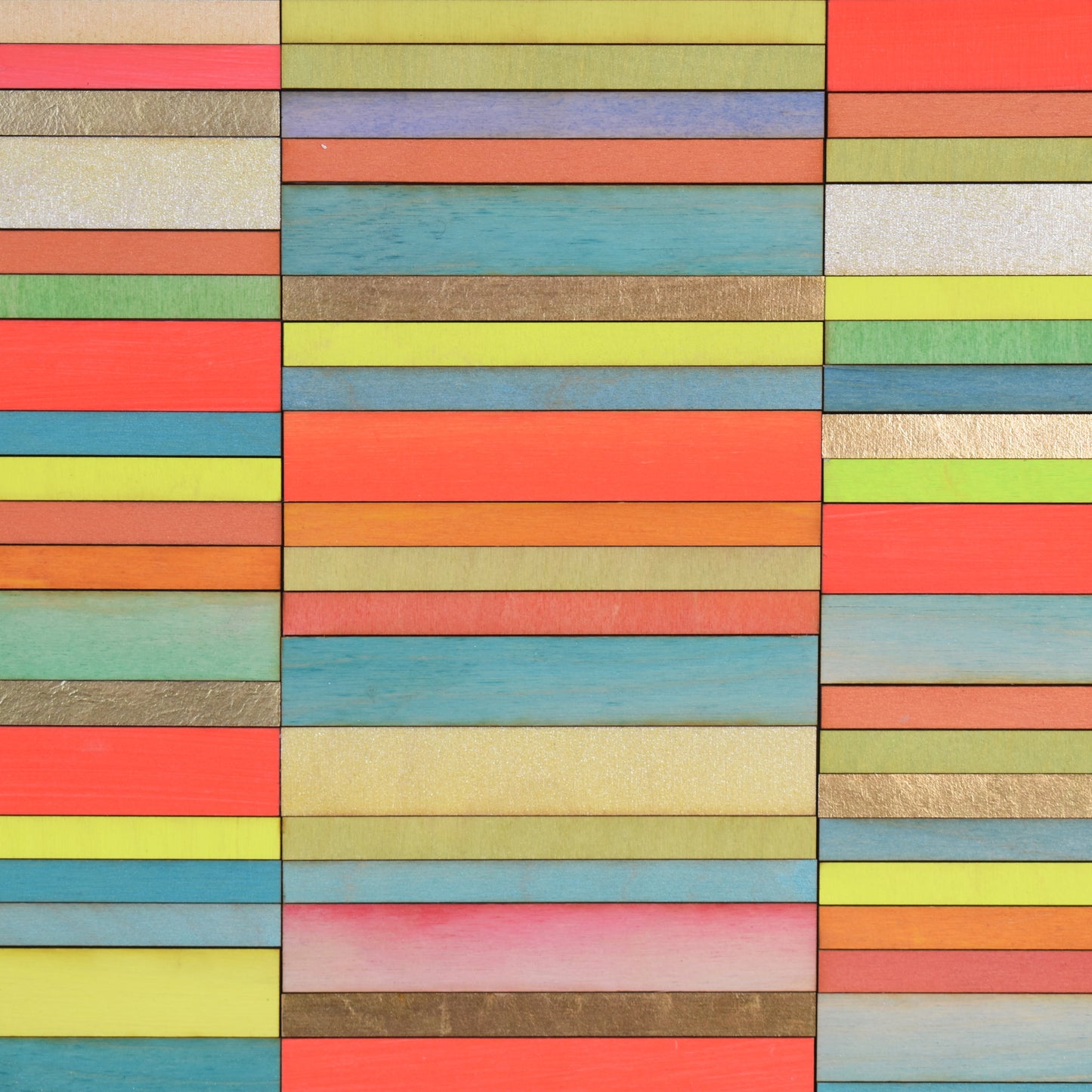 Orange and Lime Stripe Colour Study Painting with Gold