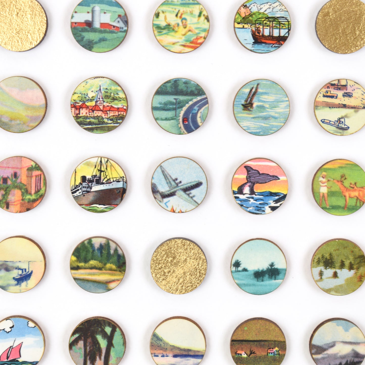 Two Hundred and Fifty Six Encyclopedia Dots Collage with Gold Leaf