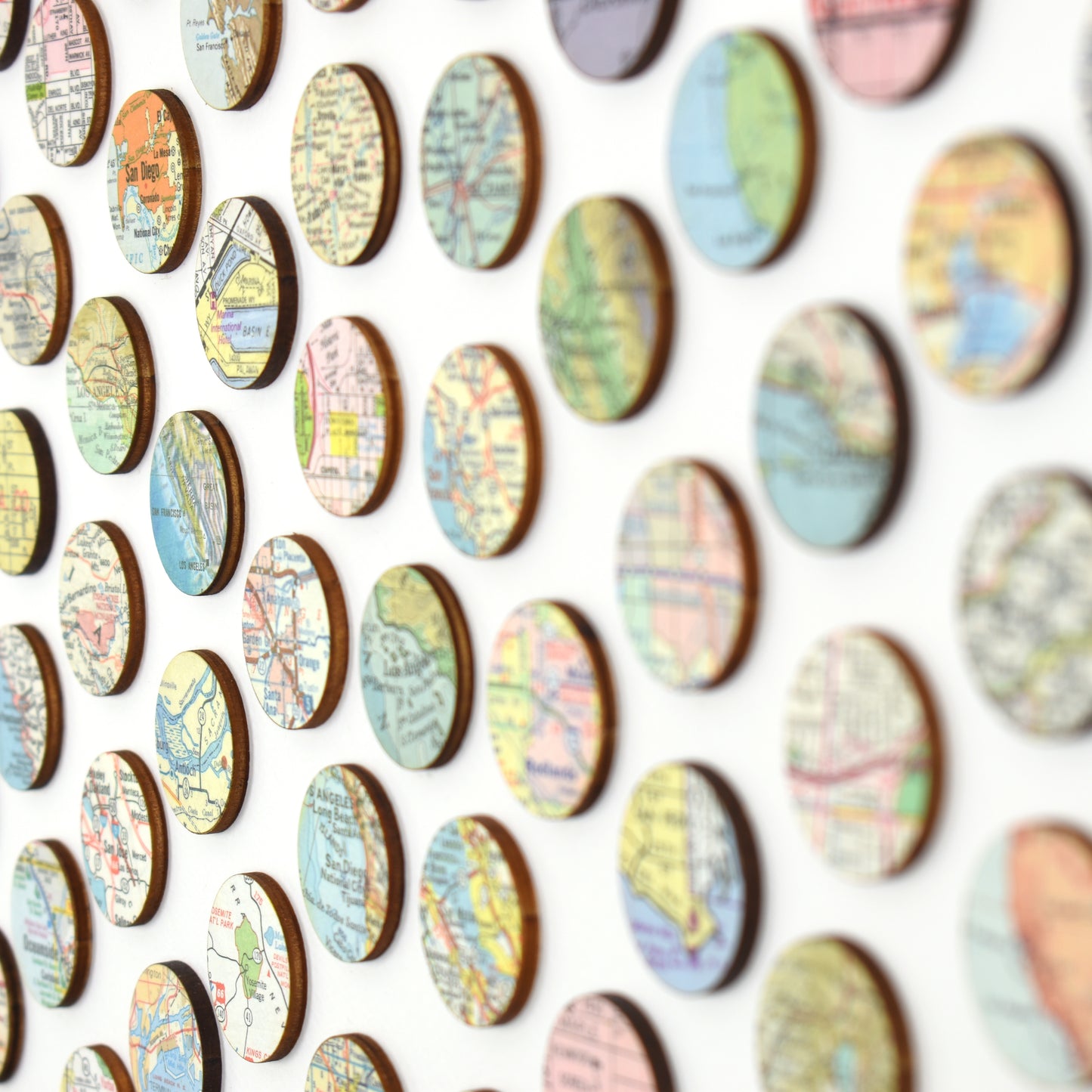 Vintage California Map Dots Collage, Circle