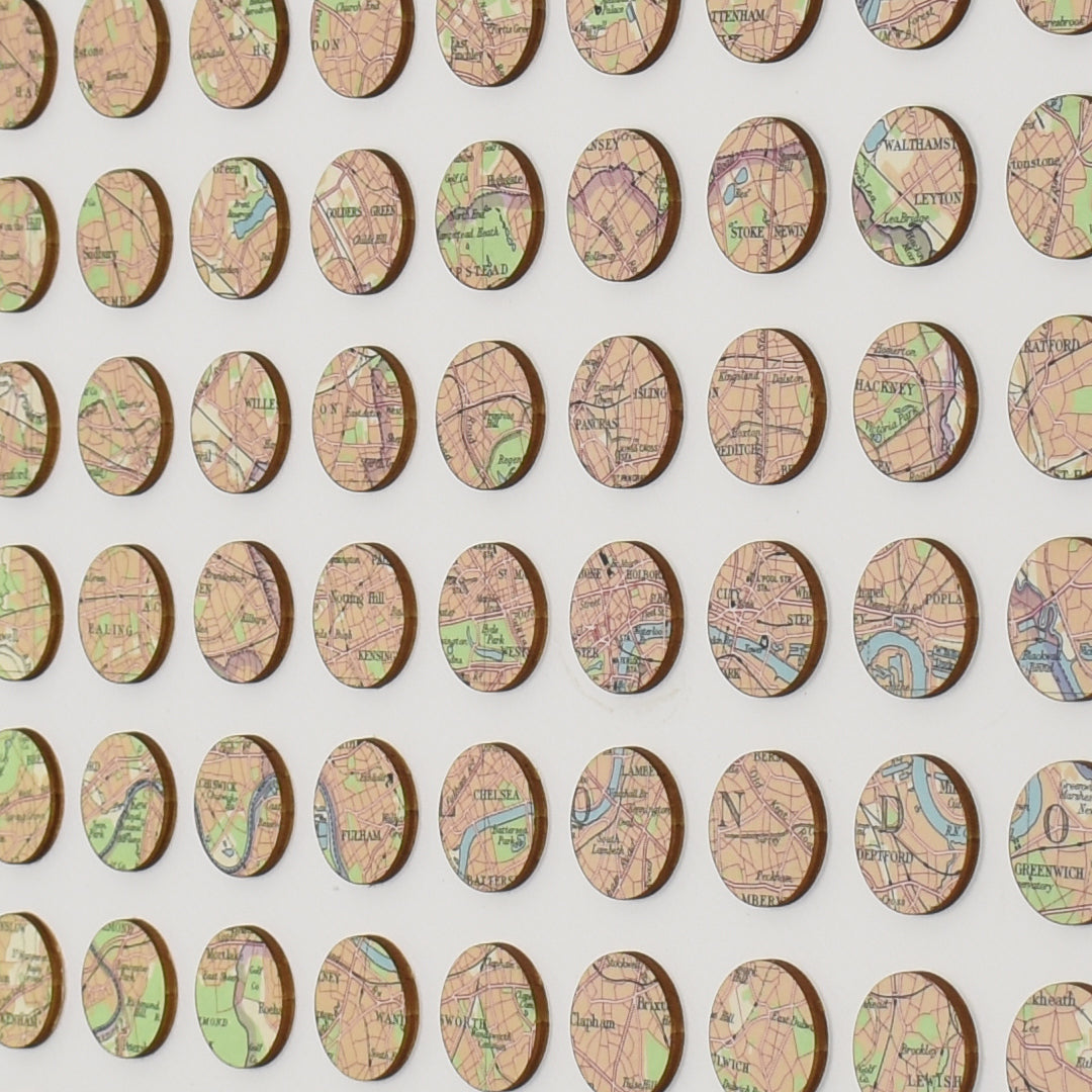 Eighty One Pink London Map Dots Collage