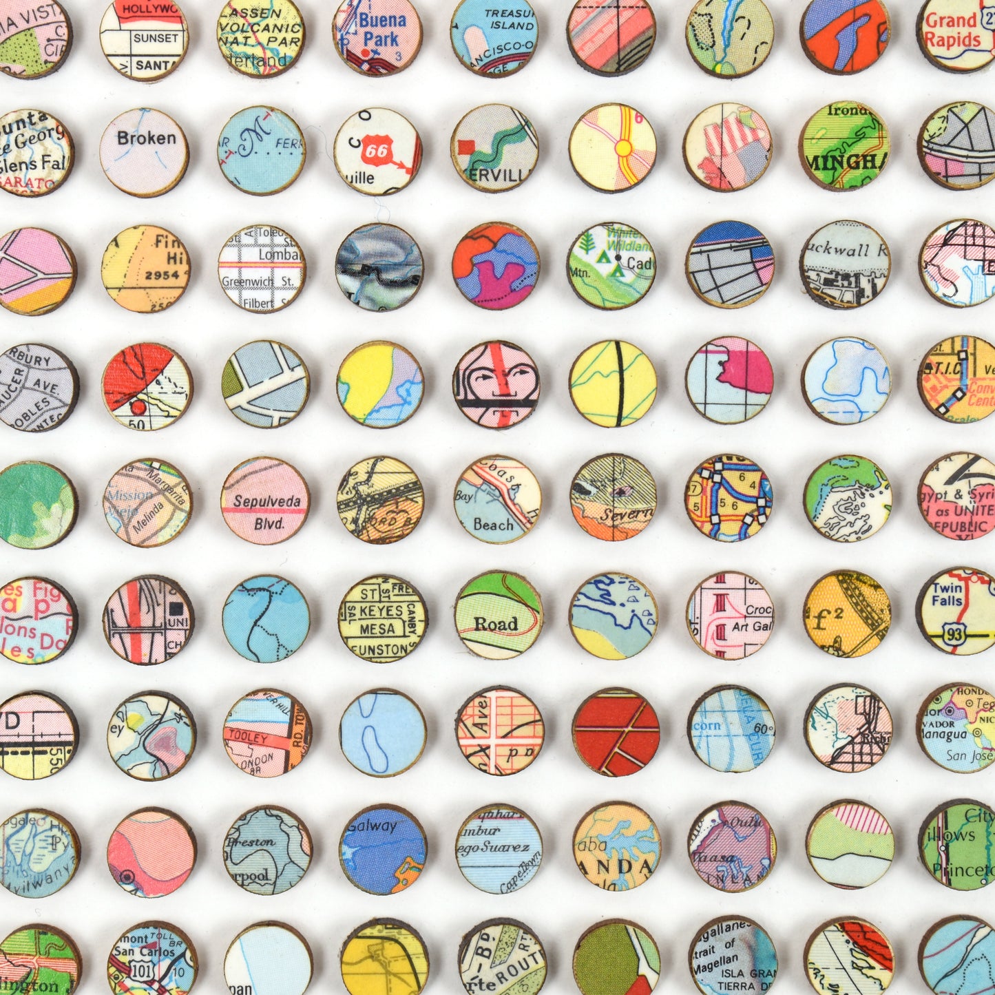 Three Hundred and Twenty Two World Map Dots Collage, Bright
