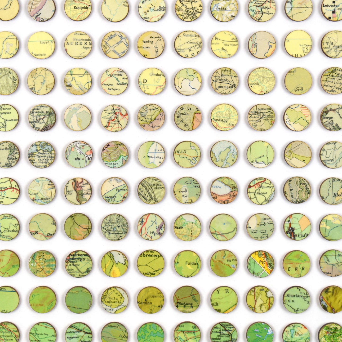 Three Hundred and Twenty Four Green to Orange Map Dots Collage