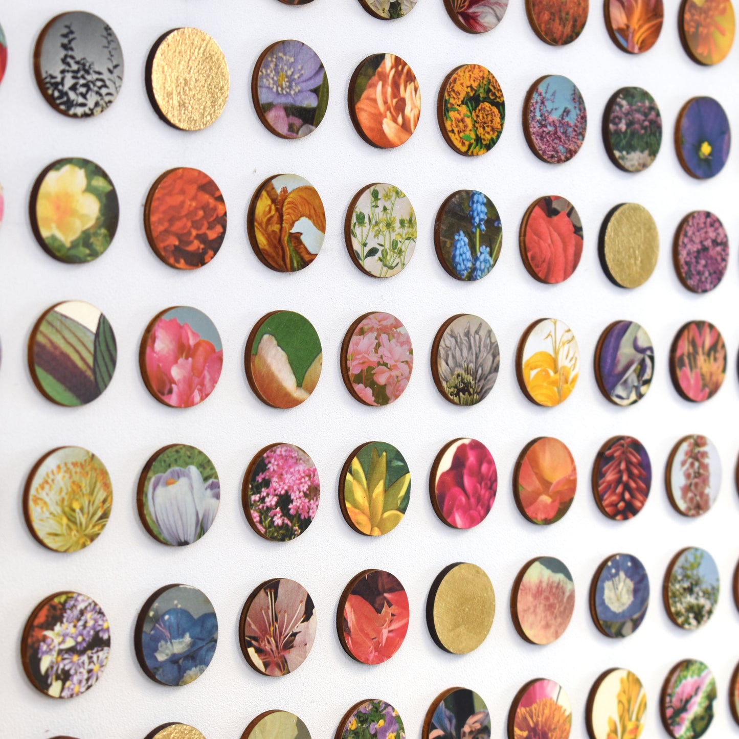 Four Hundred and Eighty Four Floral Dots Collage with Gold Leaf