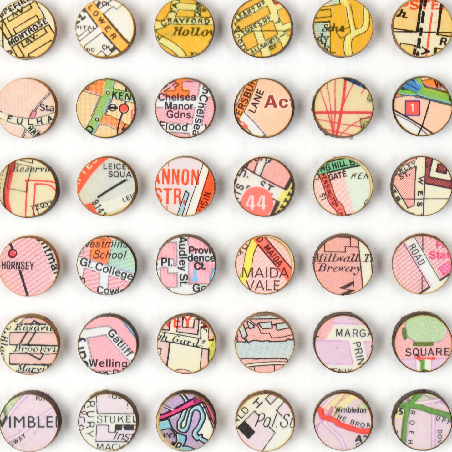 Three Hundred and Twenty Two London Map Dots Rainbow Collage