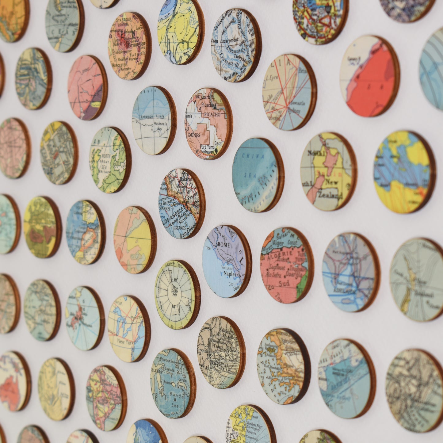 Vintage World Map Dots Collage, Circle #2