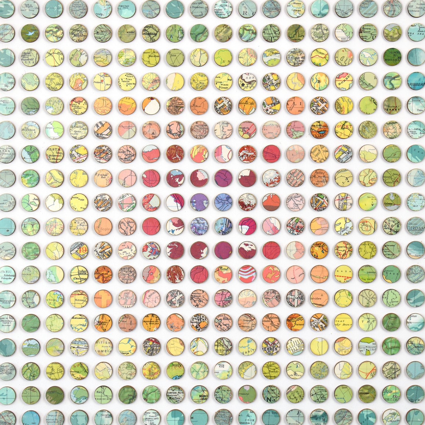 Six Hundred and Seventy Six Rainbow Map Dots Concentric Squares