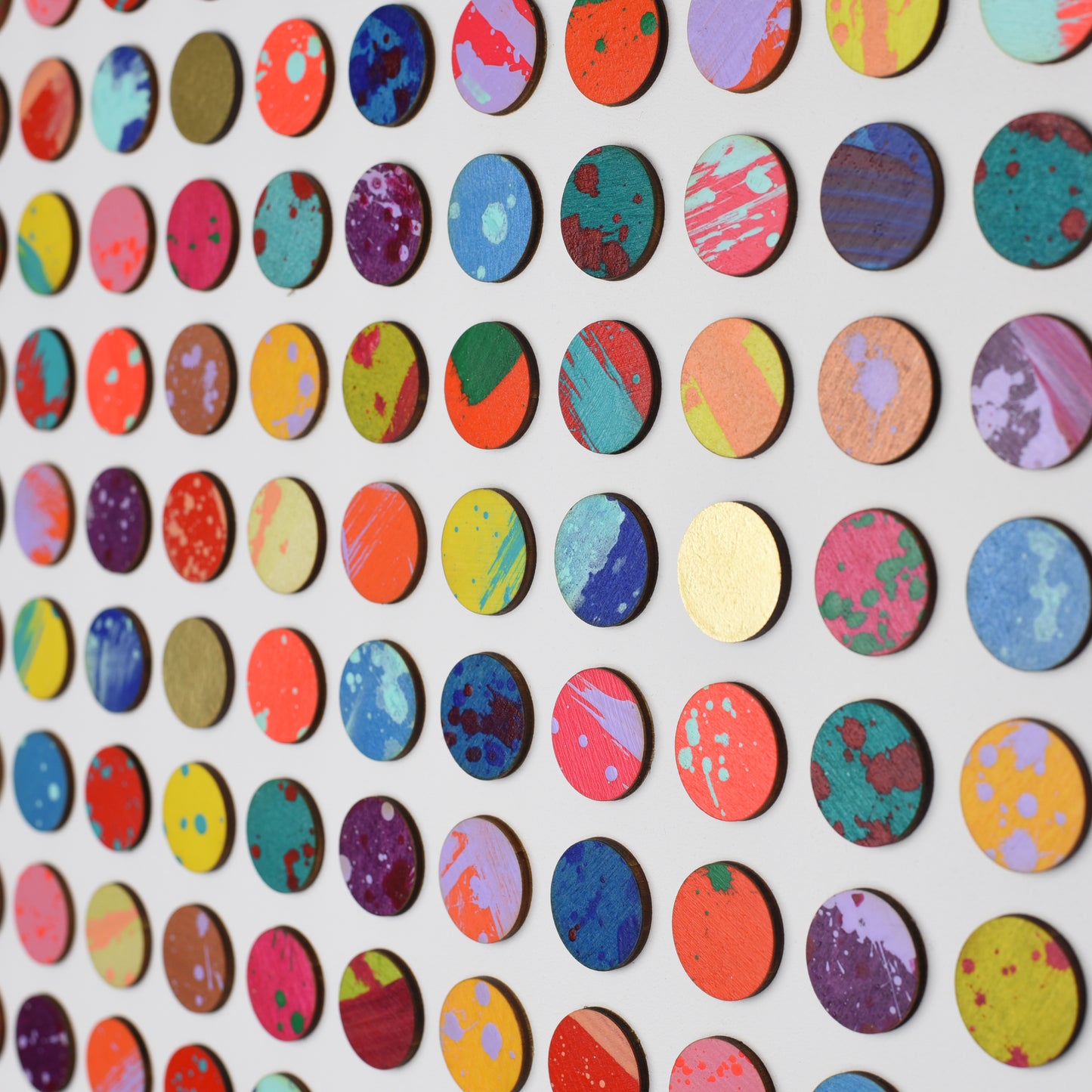 Three Hundred And Twenty Four Splash Dots Painting With Gold Leaf 2