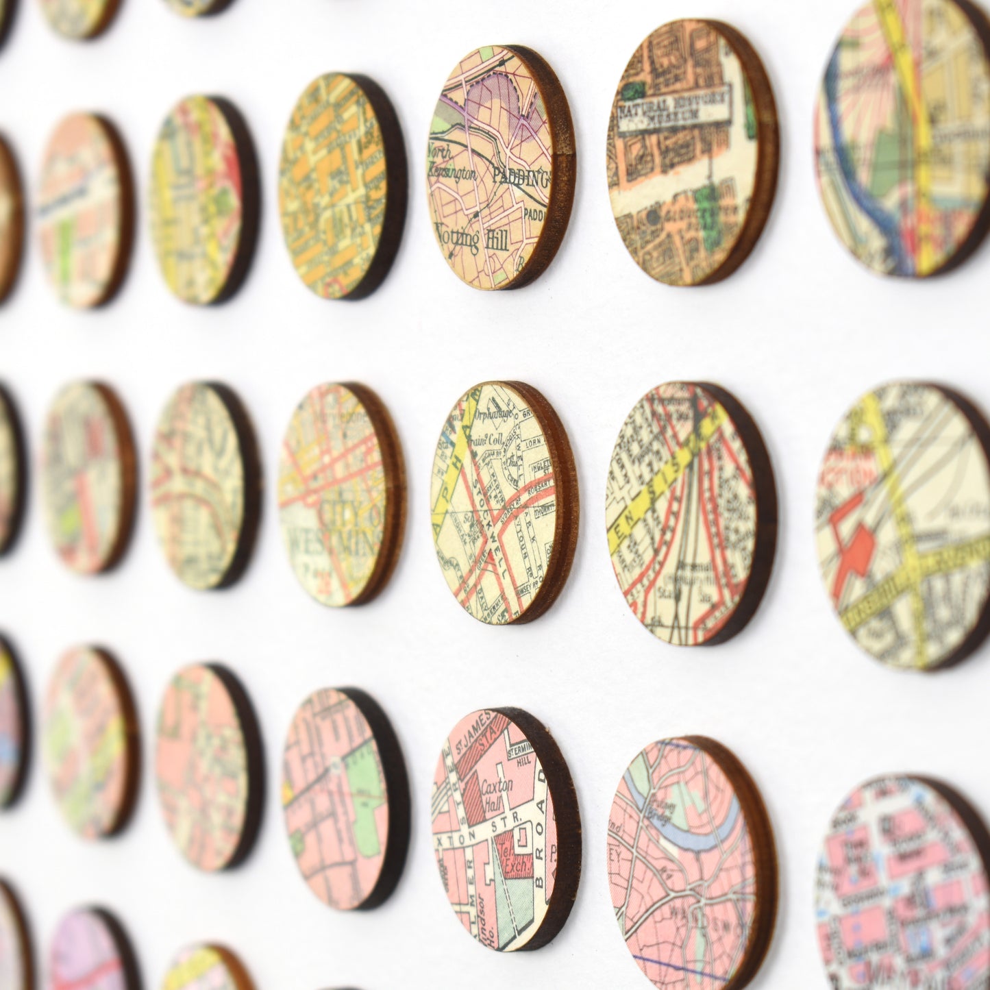 One Hundred London Map Dots Rainbow Collage