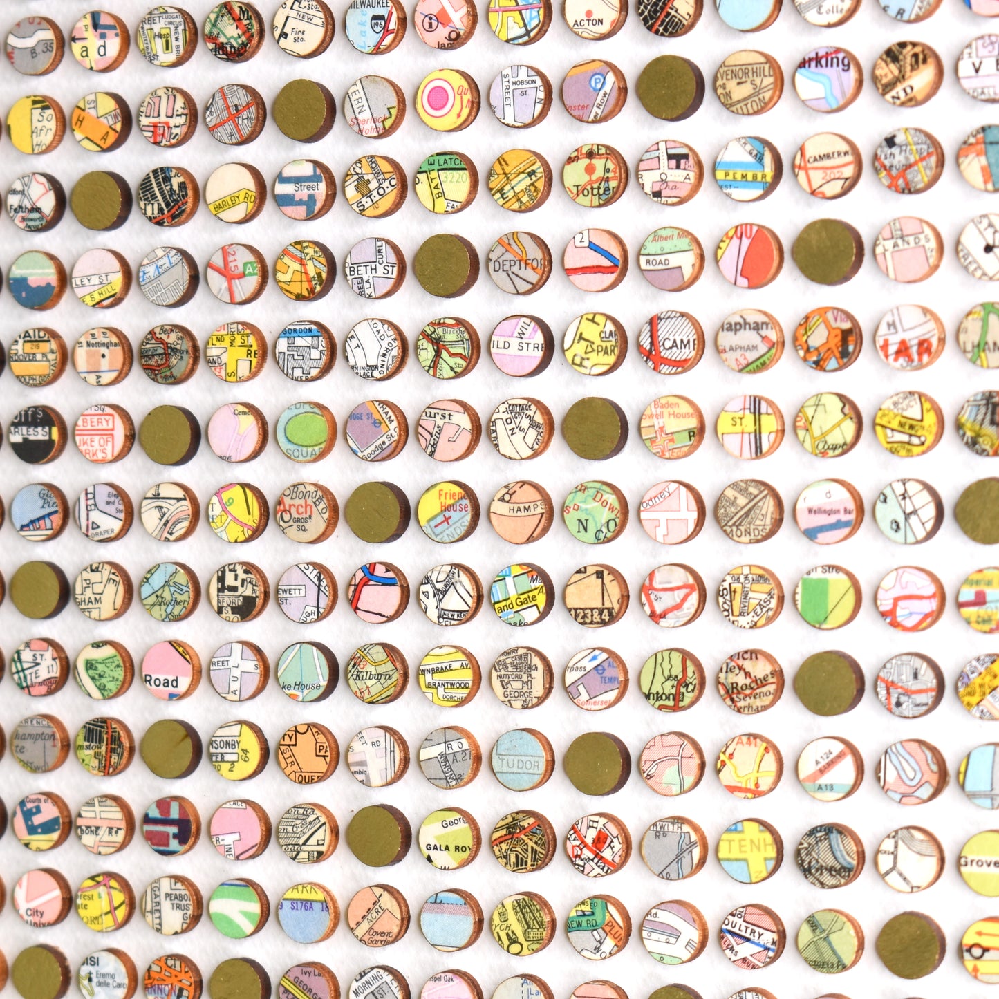 Five Hundred and Seventy Six World Map Dots Collage with Gold Leaf