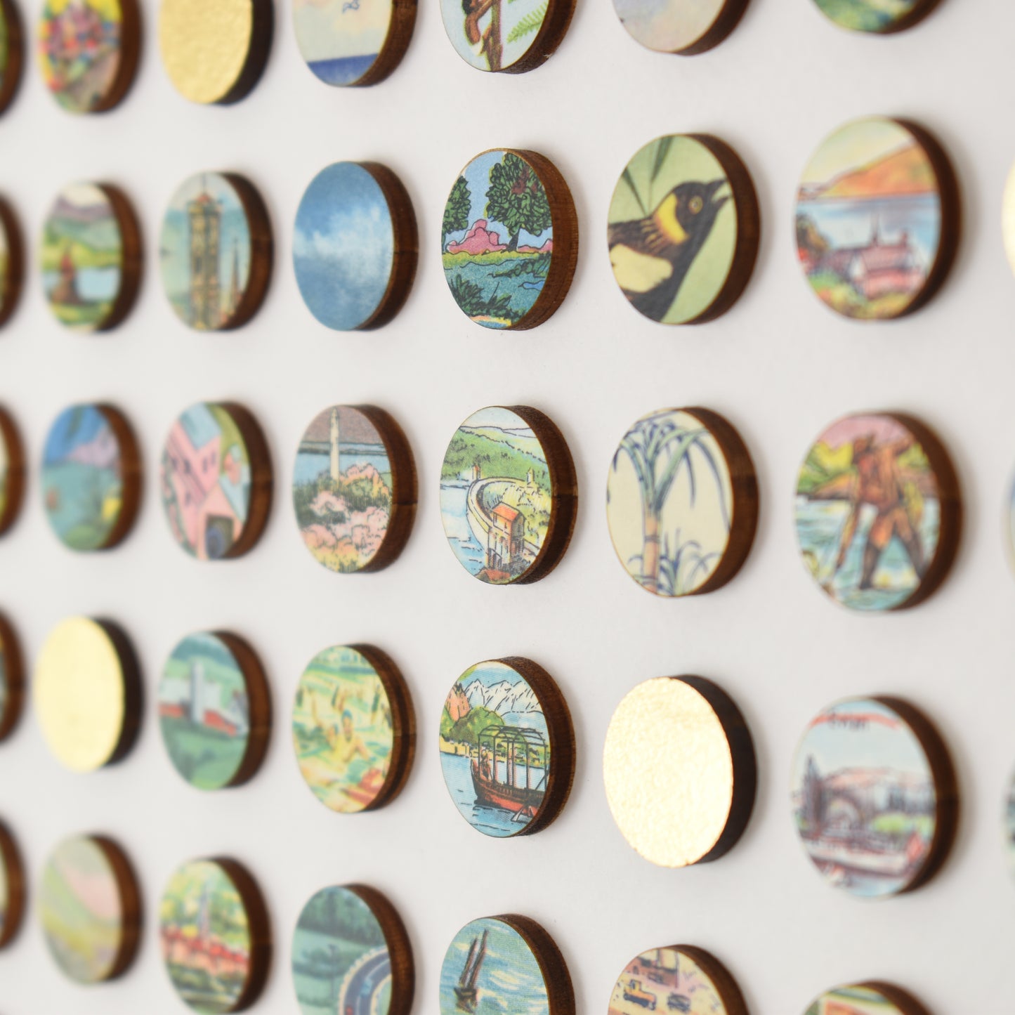 Two Hundred and Fifty Six Encyclopedia Dots Collage with Gold Leaf