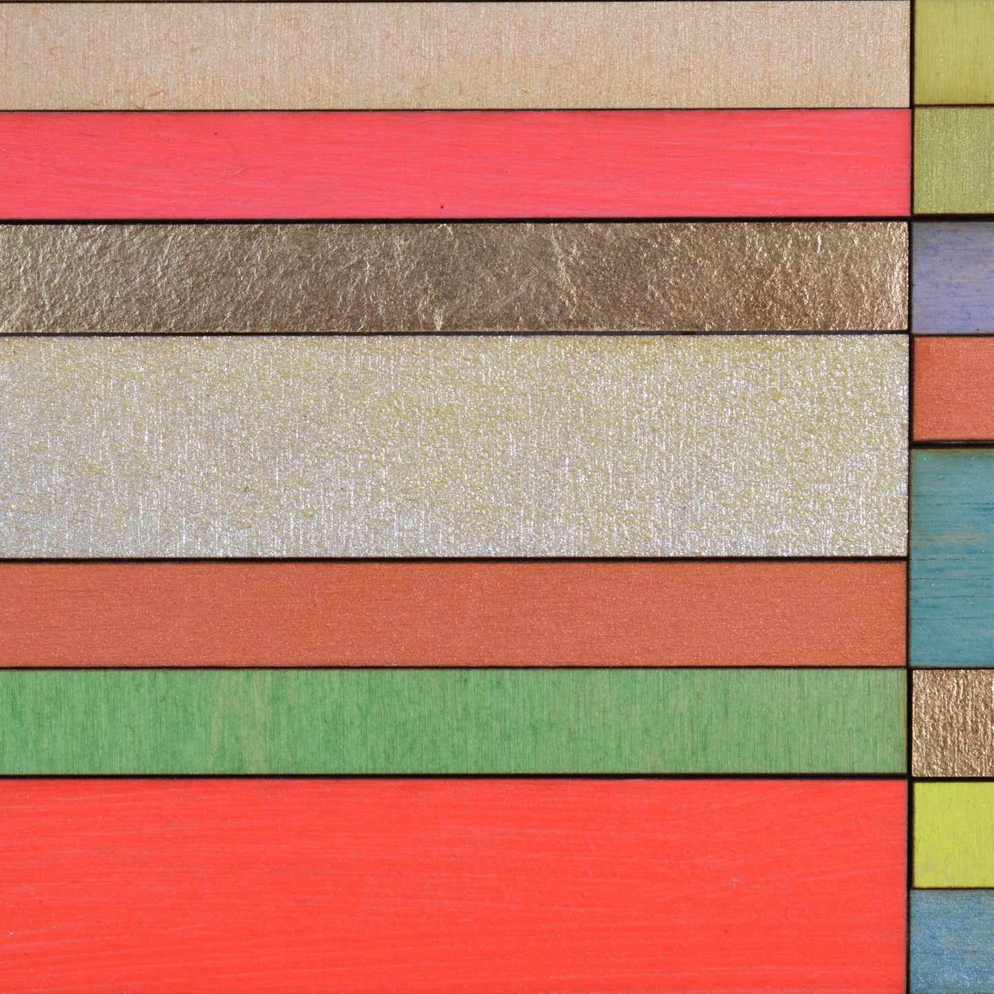 Orange and Lime Stripe Colour Study Painting with Gold