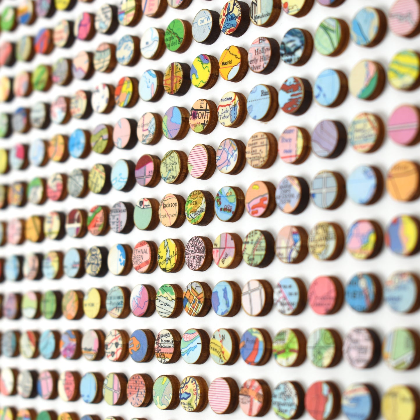 Three Hundred and Twenty Two World Map Dots Collage, Bright
