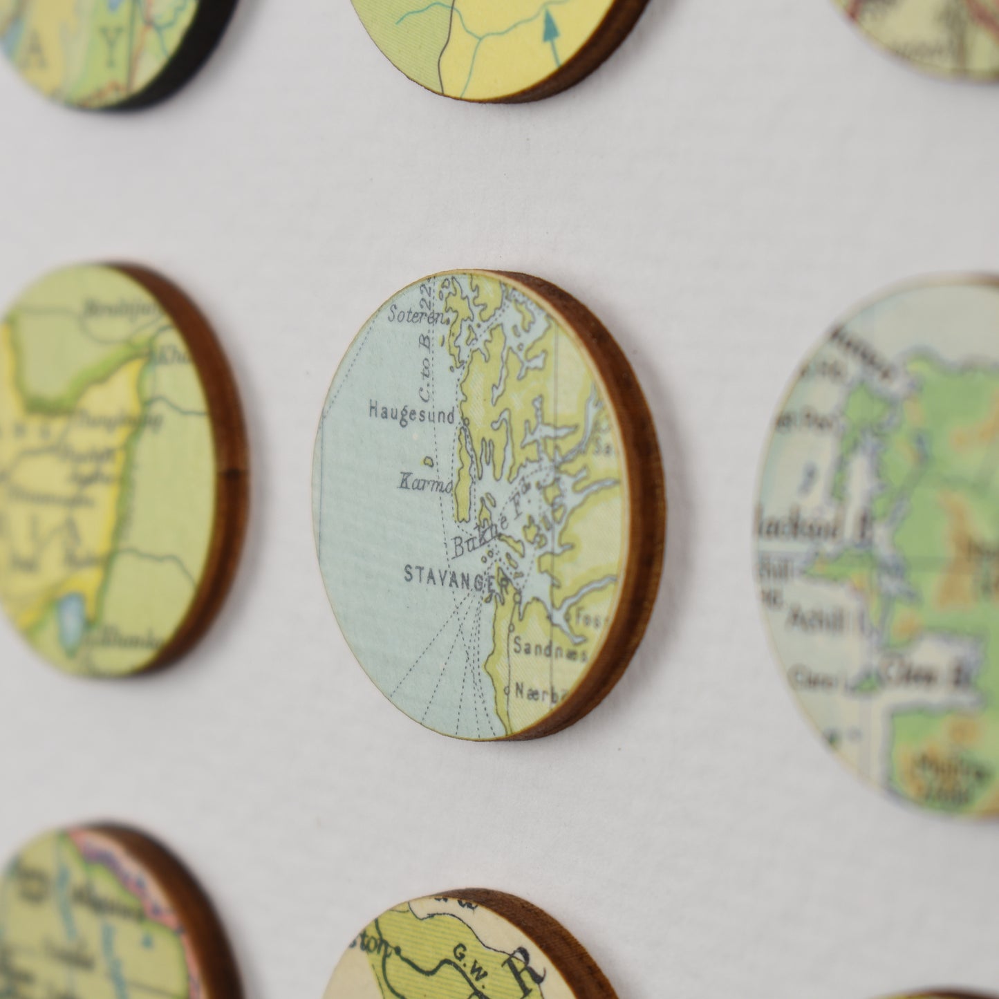 One Hundred Green Map Dots Collage