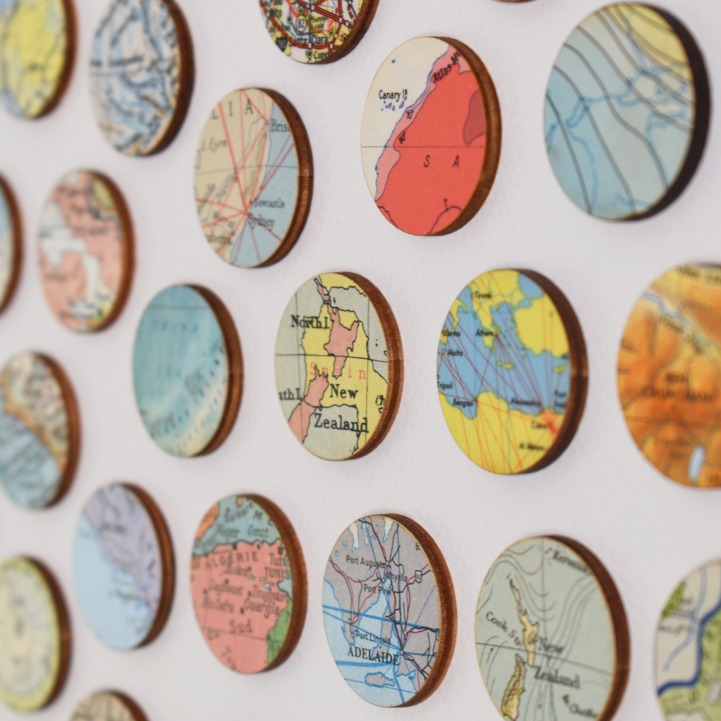 Vintage World Map Dots Collage, Circle #2