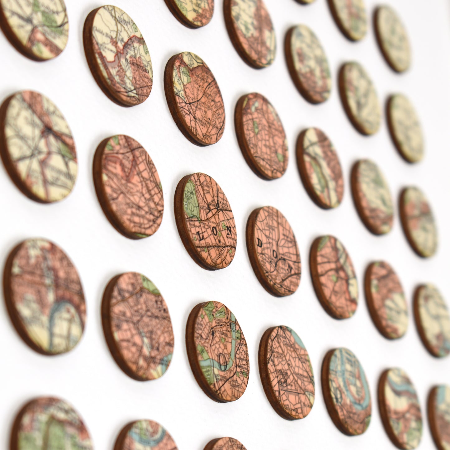 Eighty One Continuous London Map Dots Collage, Pink