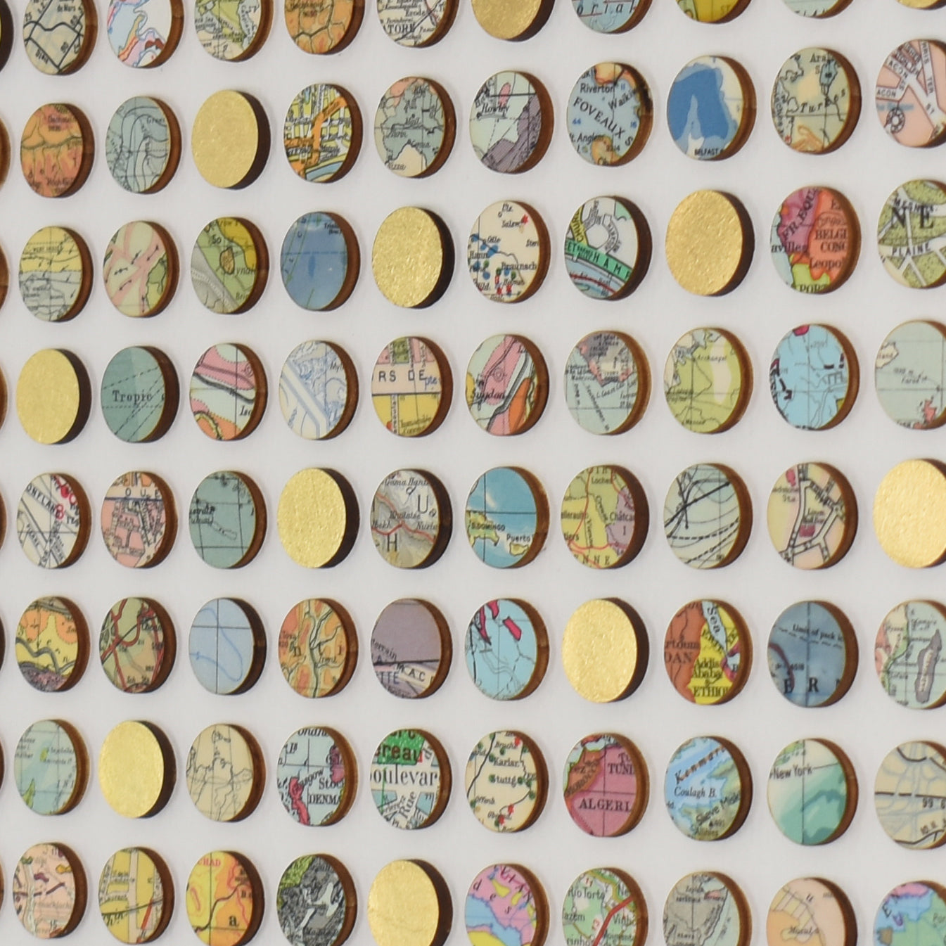 One Hundred and Twenty Six World Map Dots Collage with Gold