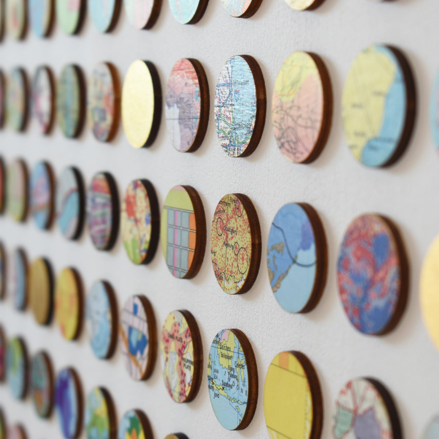 Four Hundred World Map Dots Collage With Gold Leaf