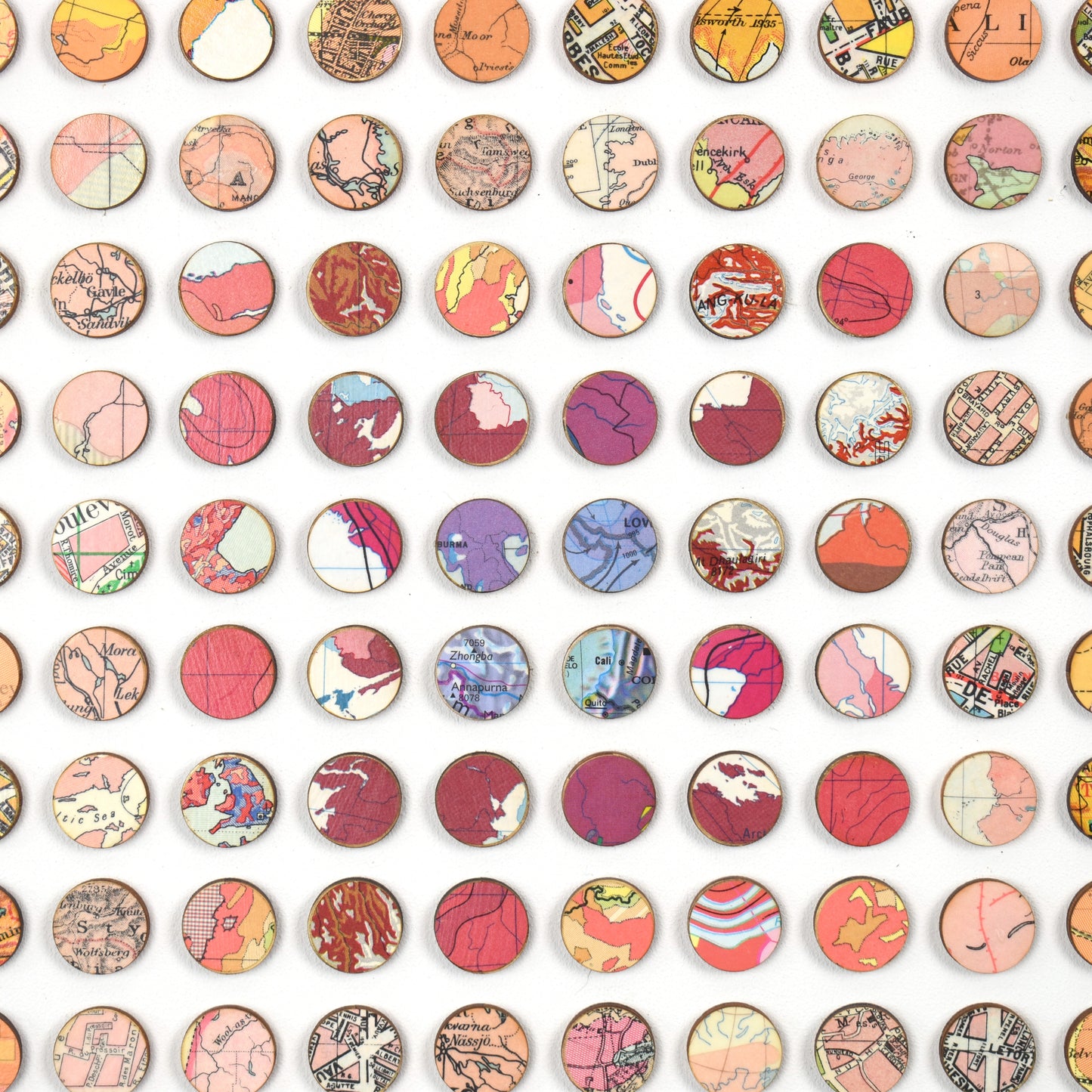 Six Hundred and Seventy Six Rainbow Map Dots Concentric Squares