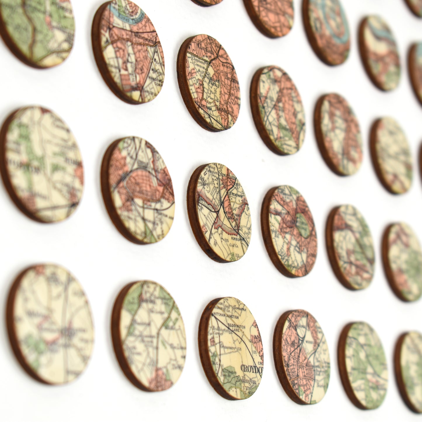 Eighty One Continuous London Map Dots Collage, Pink