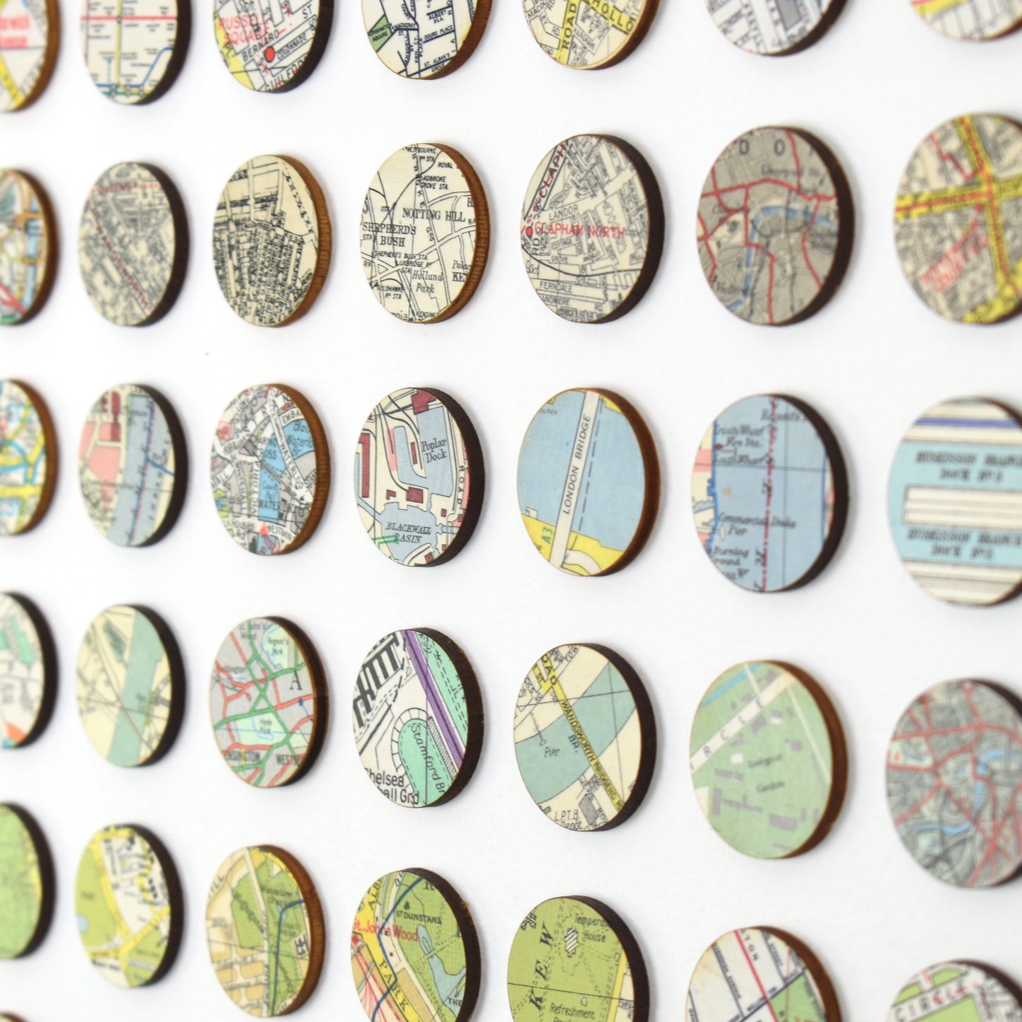 One Hundred London Map Dots Rainbow Collage
