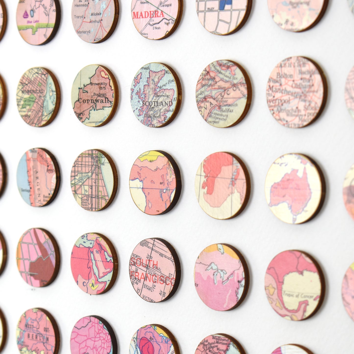 One Hundred Purple to Pink Map Dots Collage