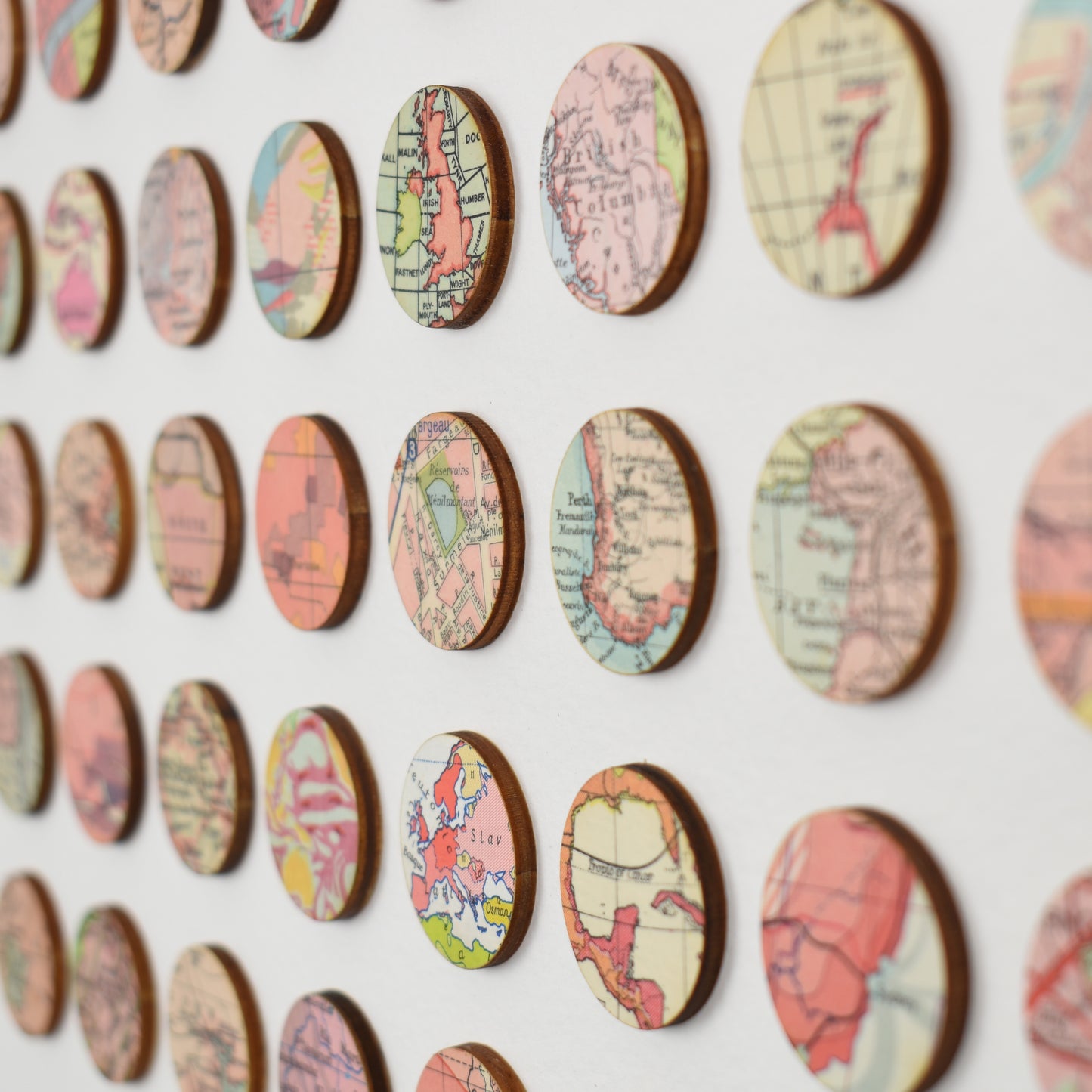One Hundred Pink Map Dots Collage
