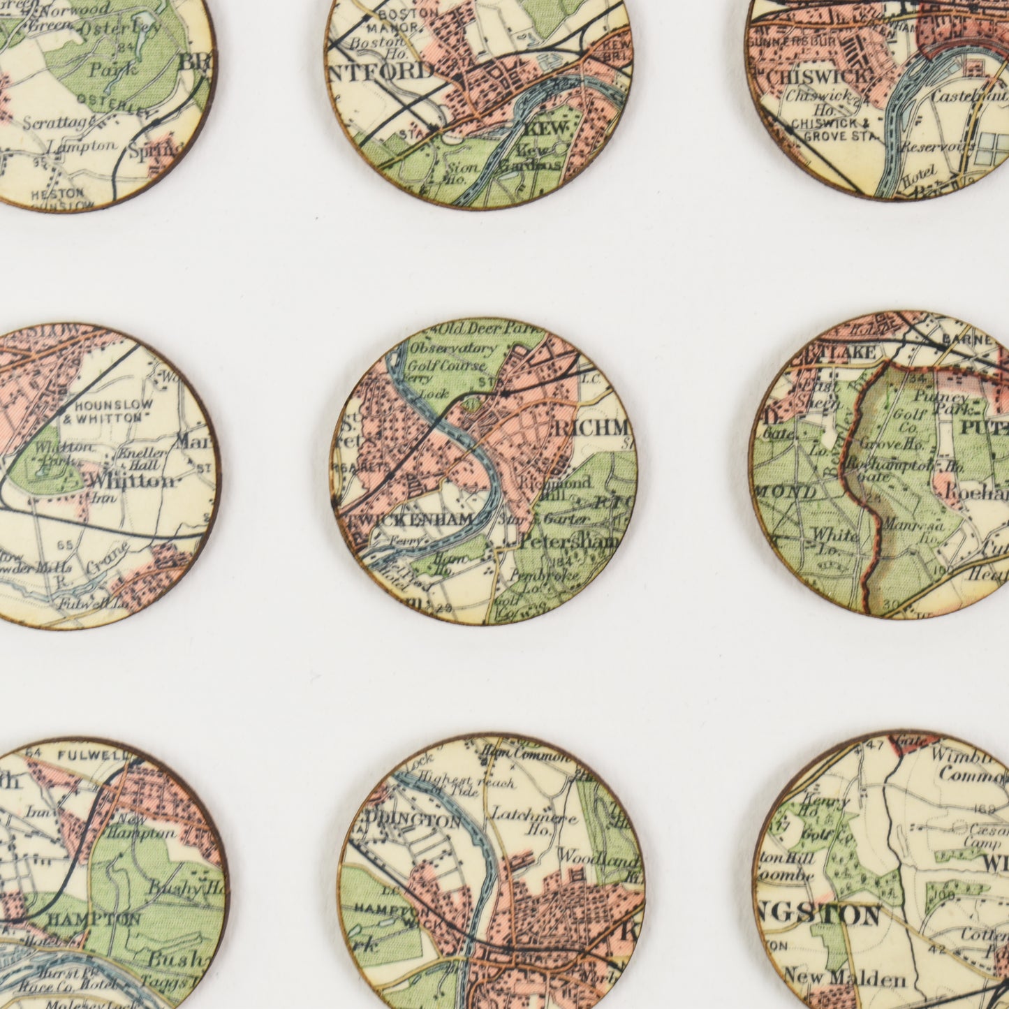 Eighty One Continuous London Map Dots Collage, Pink