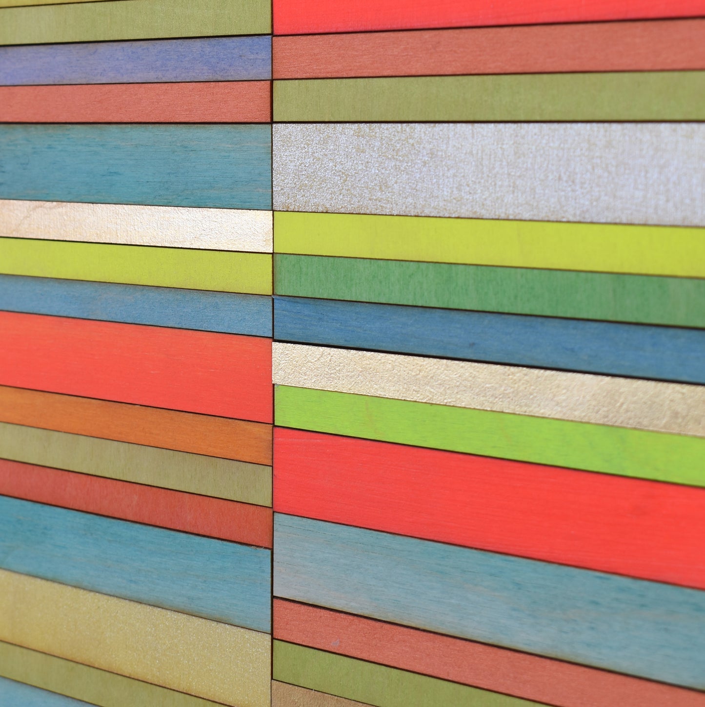 Orange and Lime Stripe Colour Study Painting with Gold